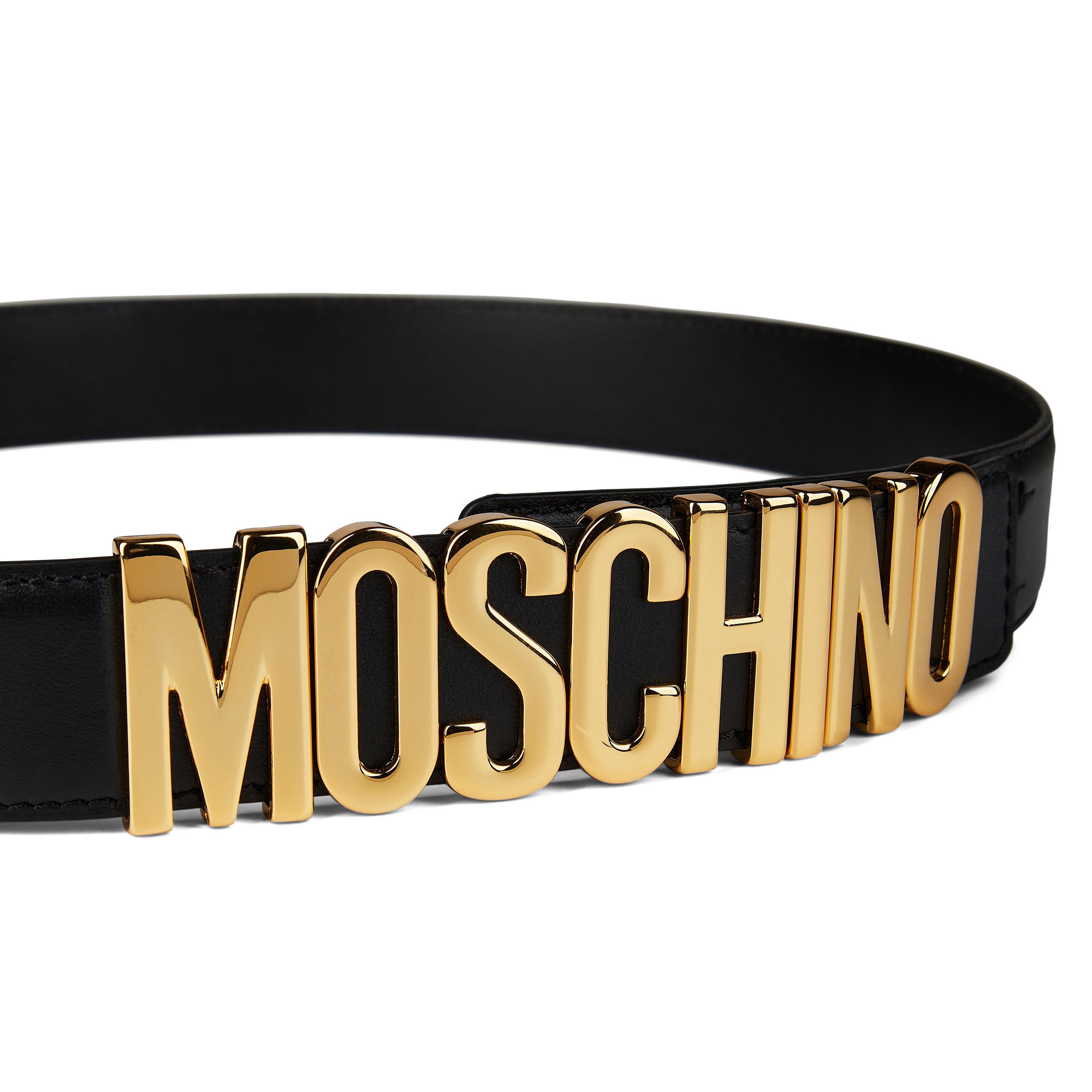 MOSCHINO MINI LOGO BELT Moschino Small Logo Leather Belt Silver Size 10, black  main image 3