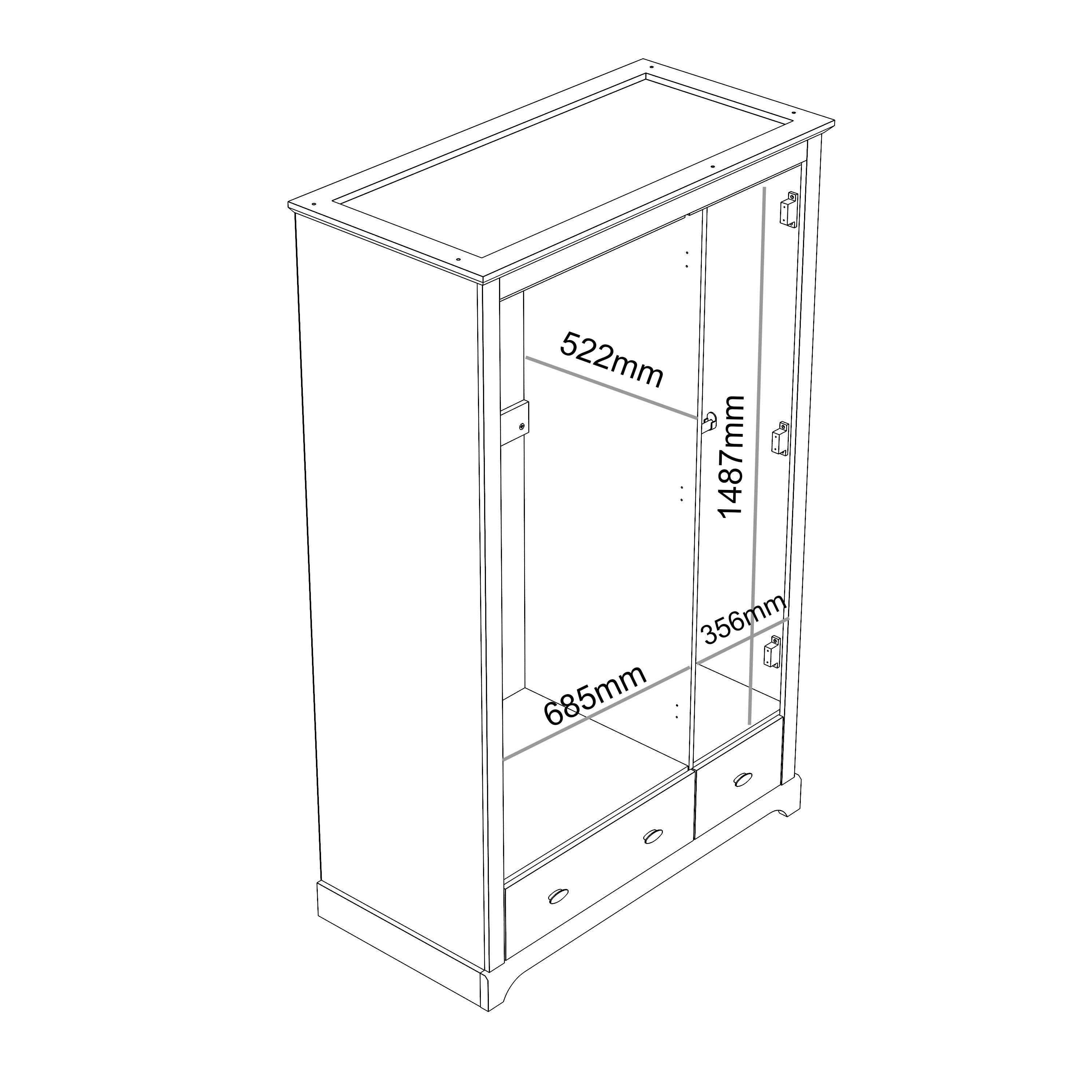 Cream - Homelife - Tetbury 3 Door Wardrobe - 9