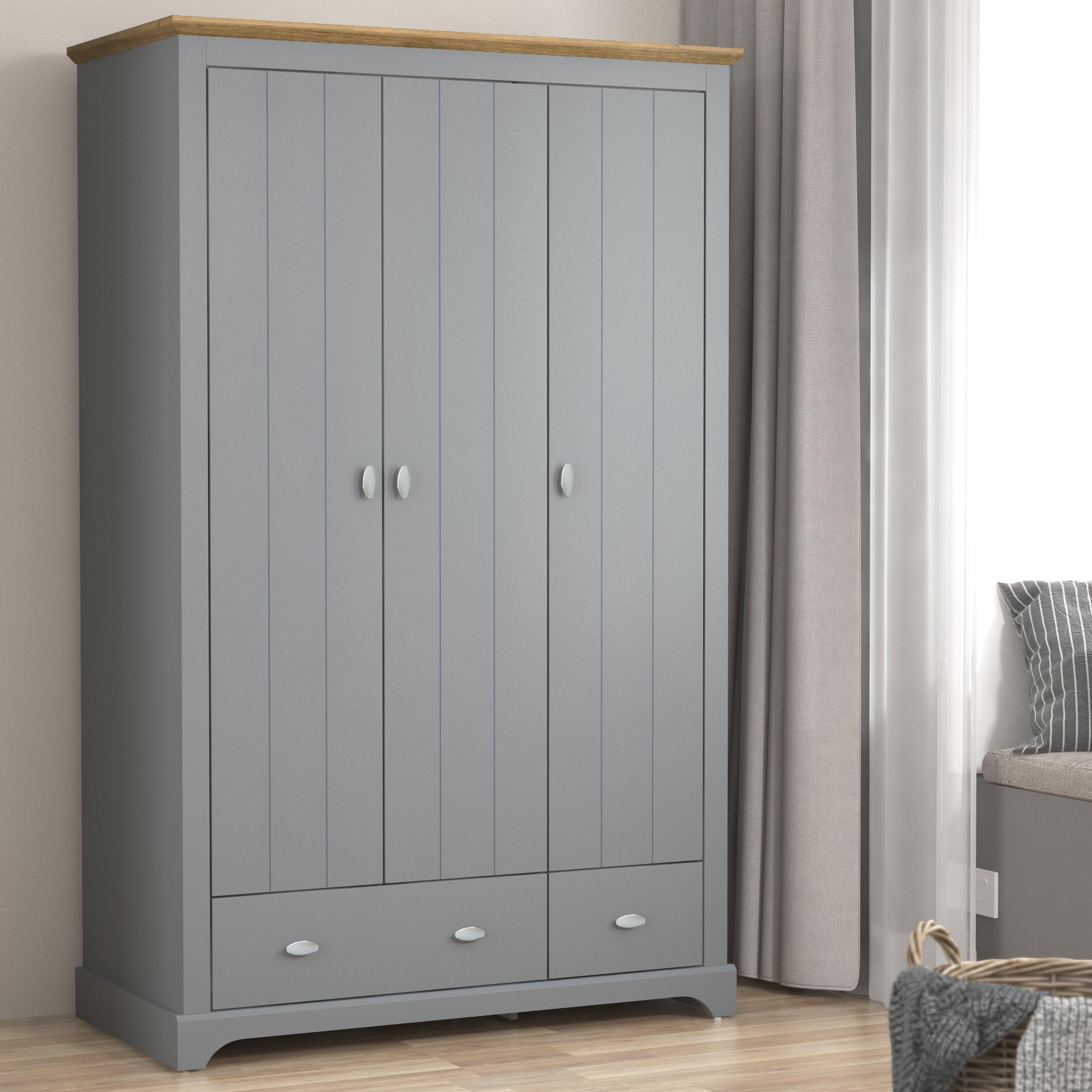Grey - Homelife - Tetbury 3 Door Wardrobe - 2