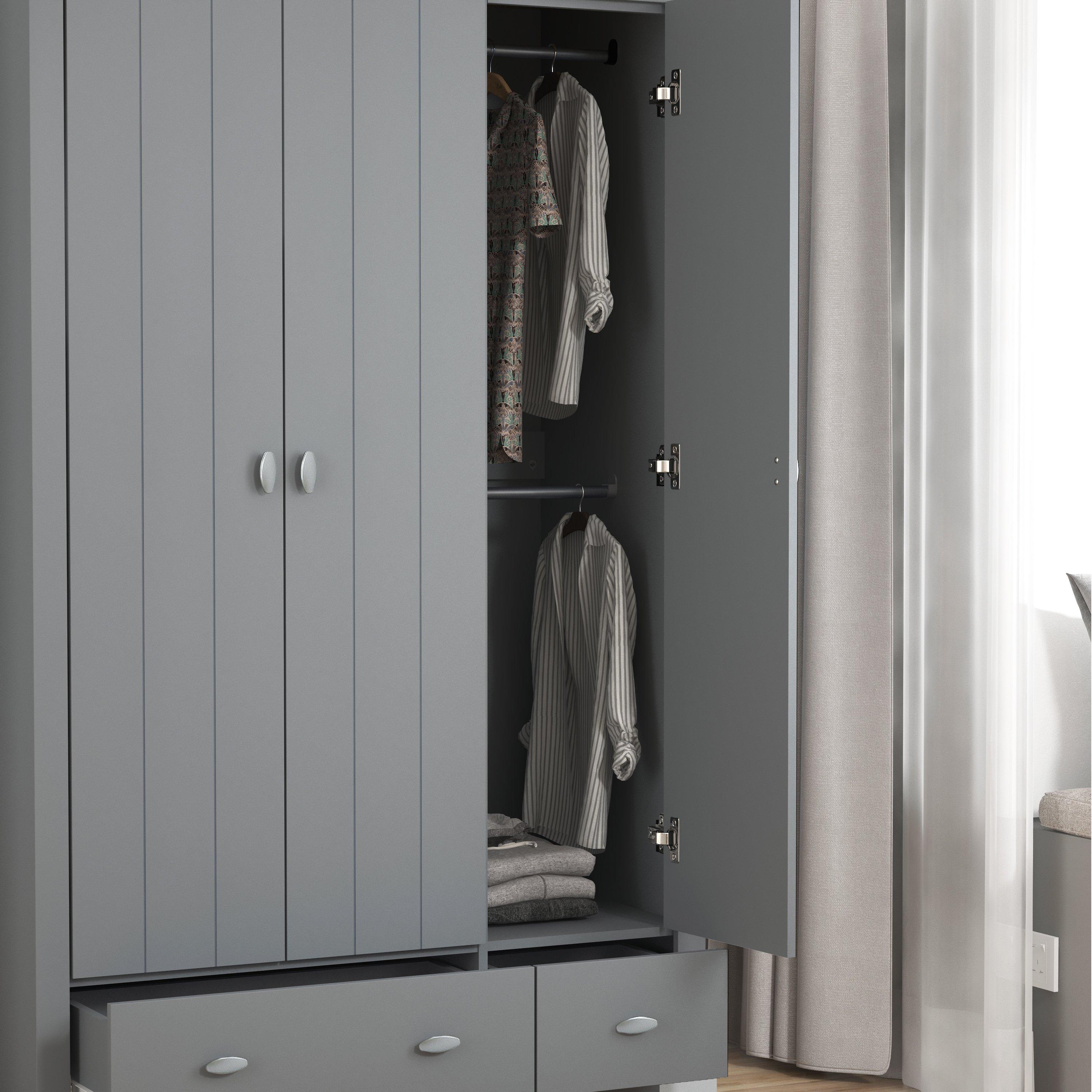 Grey - Homelife - Tetbury 3 Door Wardrobe - 3