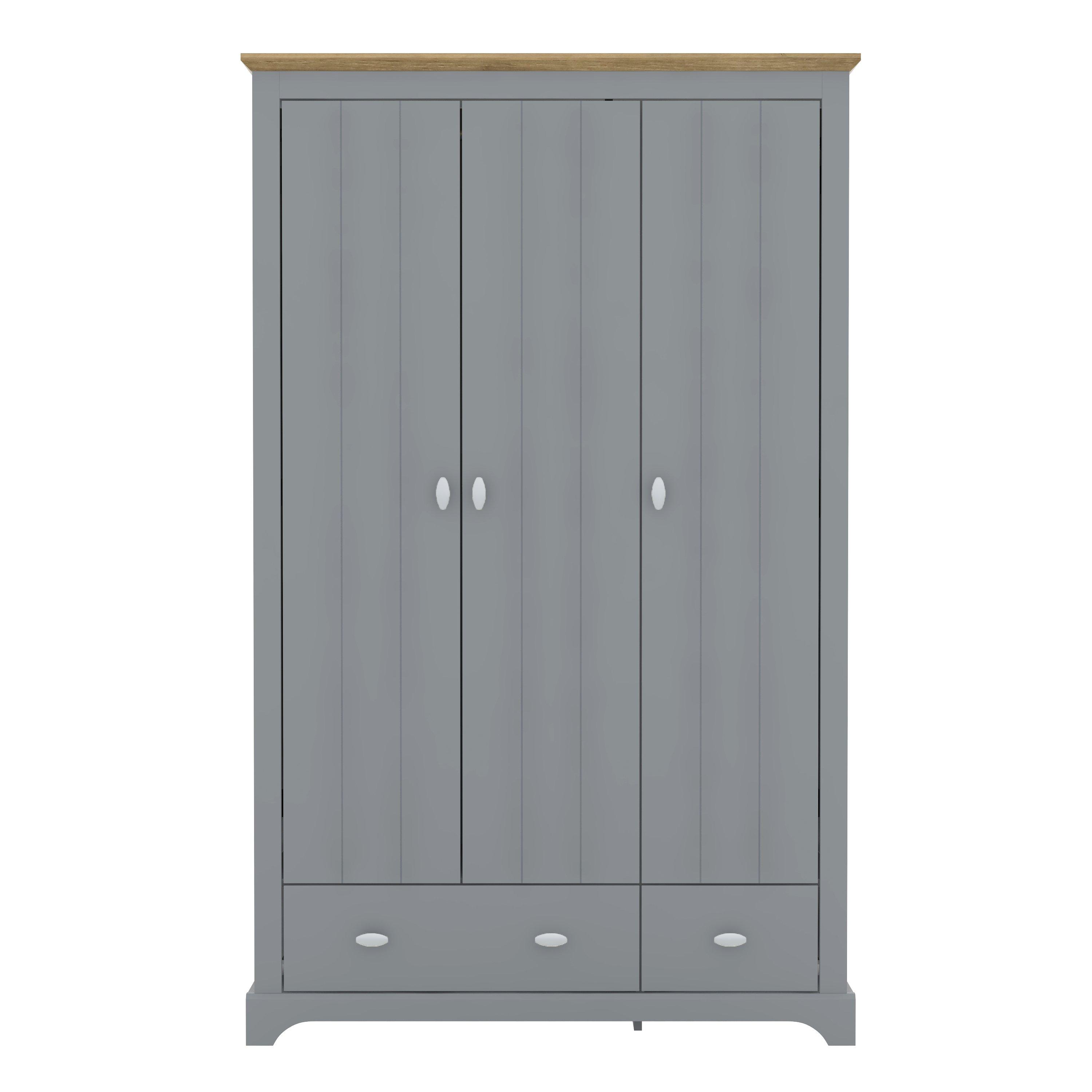 Grey - Homelife - Tetbury 3 Door Wardrobe - 4