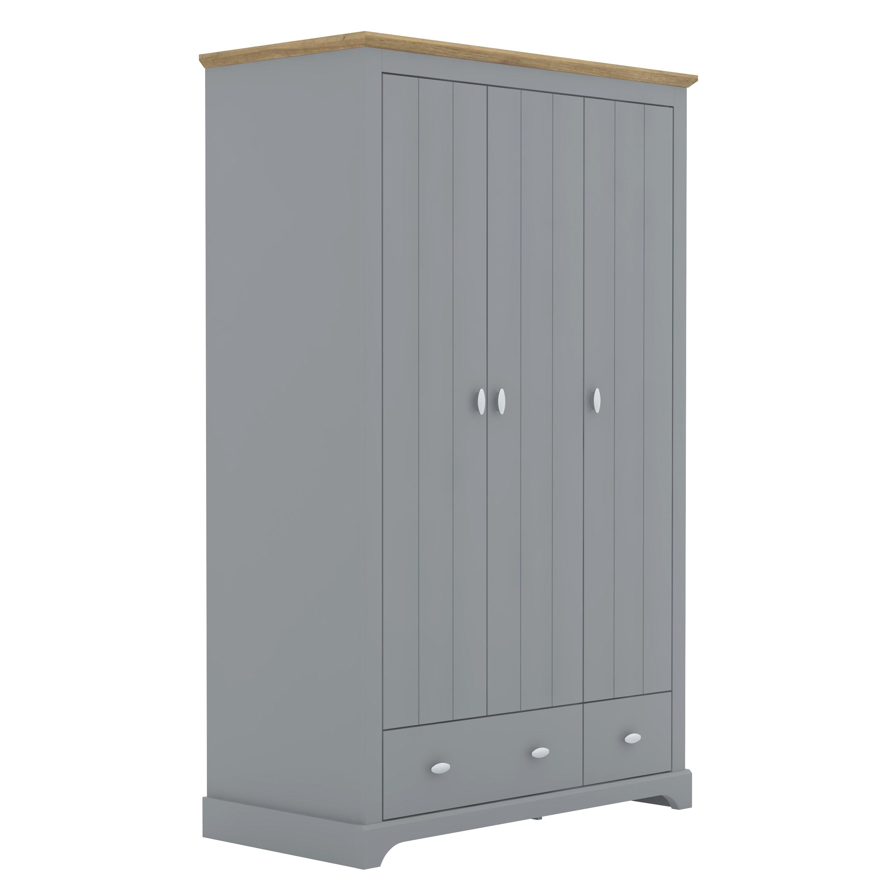 Grey - Homelife - Tetbury 3 Door Wardrobe - 5
