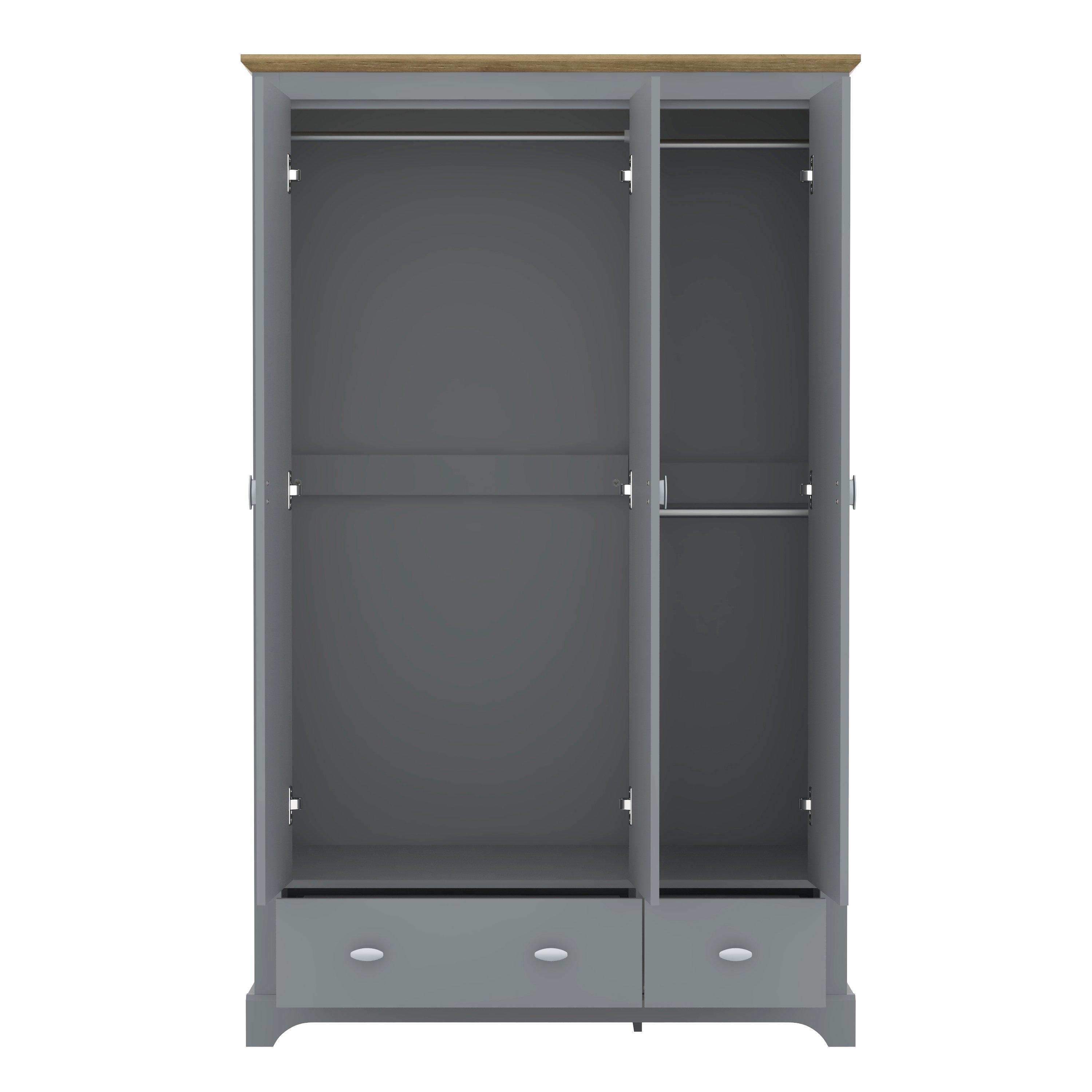 Grey - Homelife - Tetbury 3 Door Wardrobe - 6