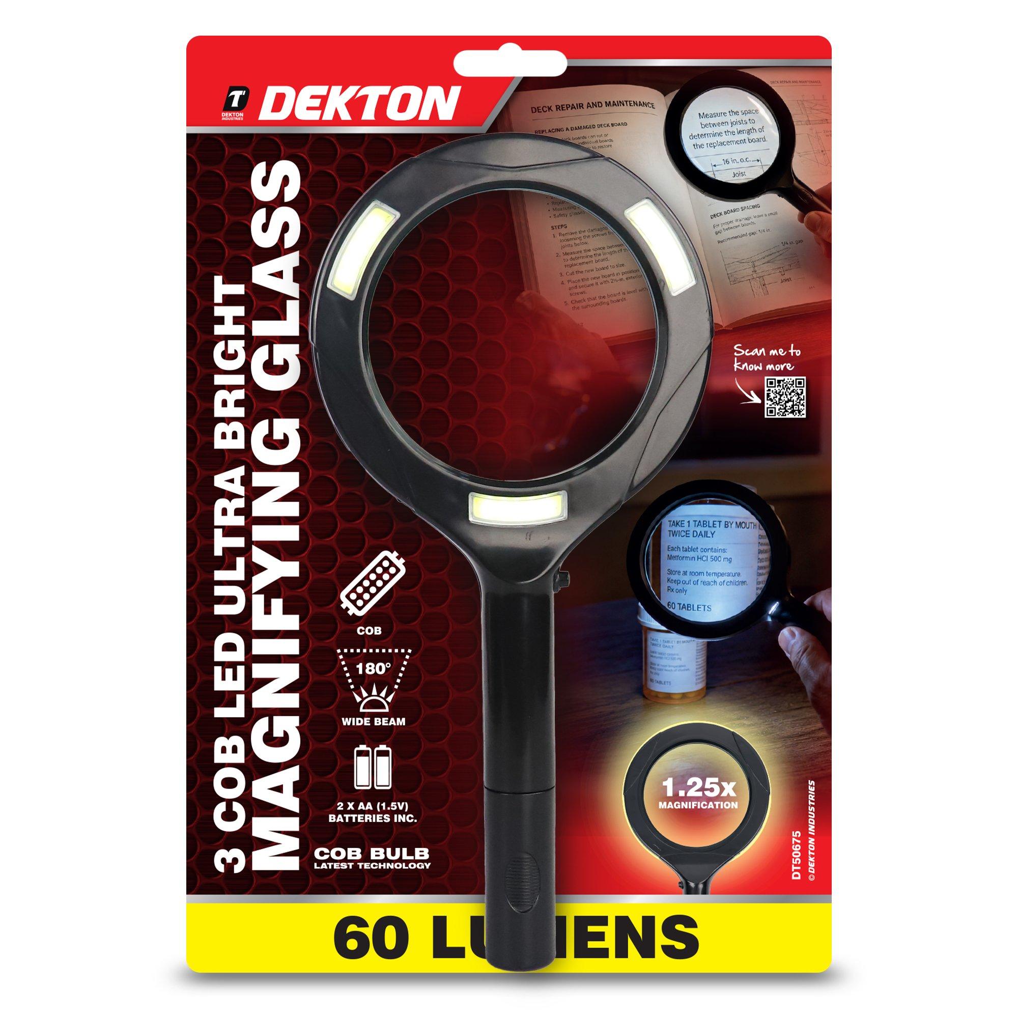Negro - Dekton - Dekton Led Ultra Bright 3 COB LED Magnifying Glass - 1