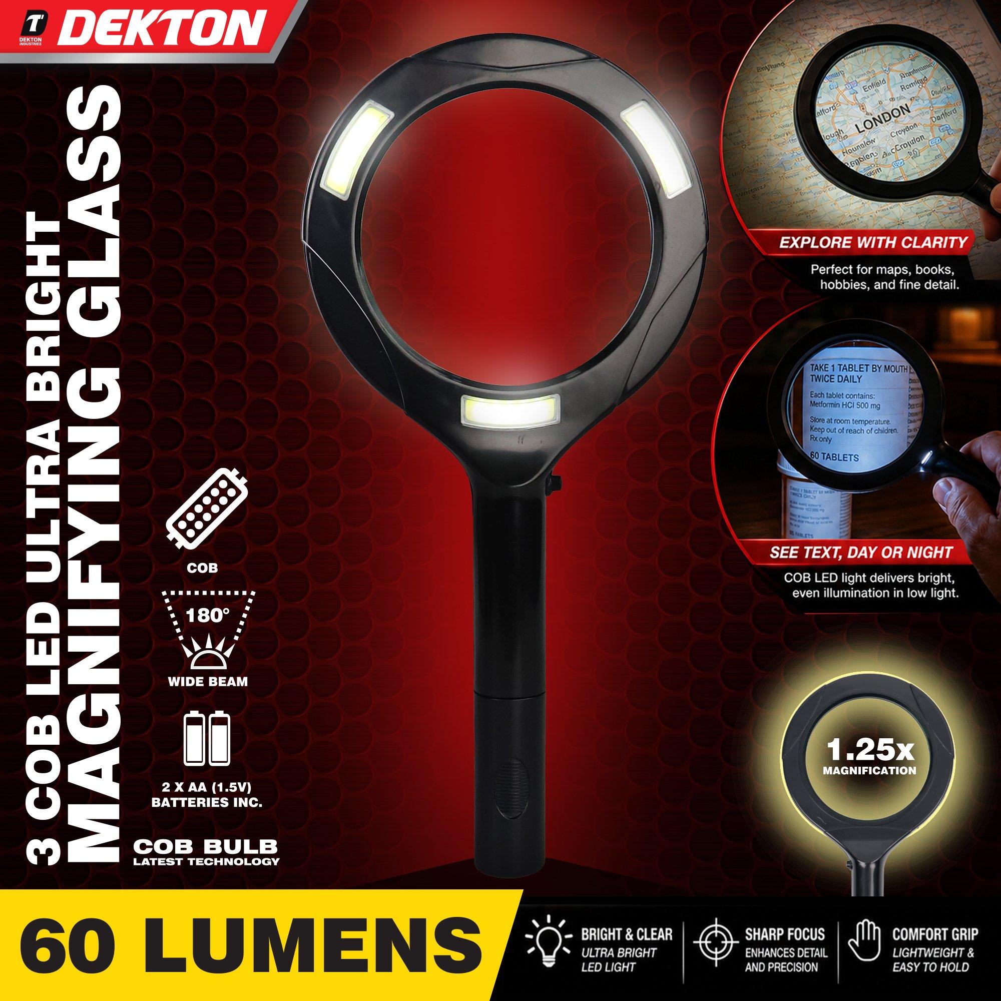 Negro - Dekton - Dekton Led Ultra Bright 3 COB LED Magnifying Glass - 4