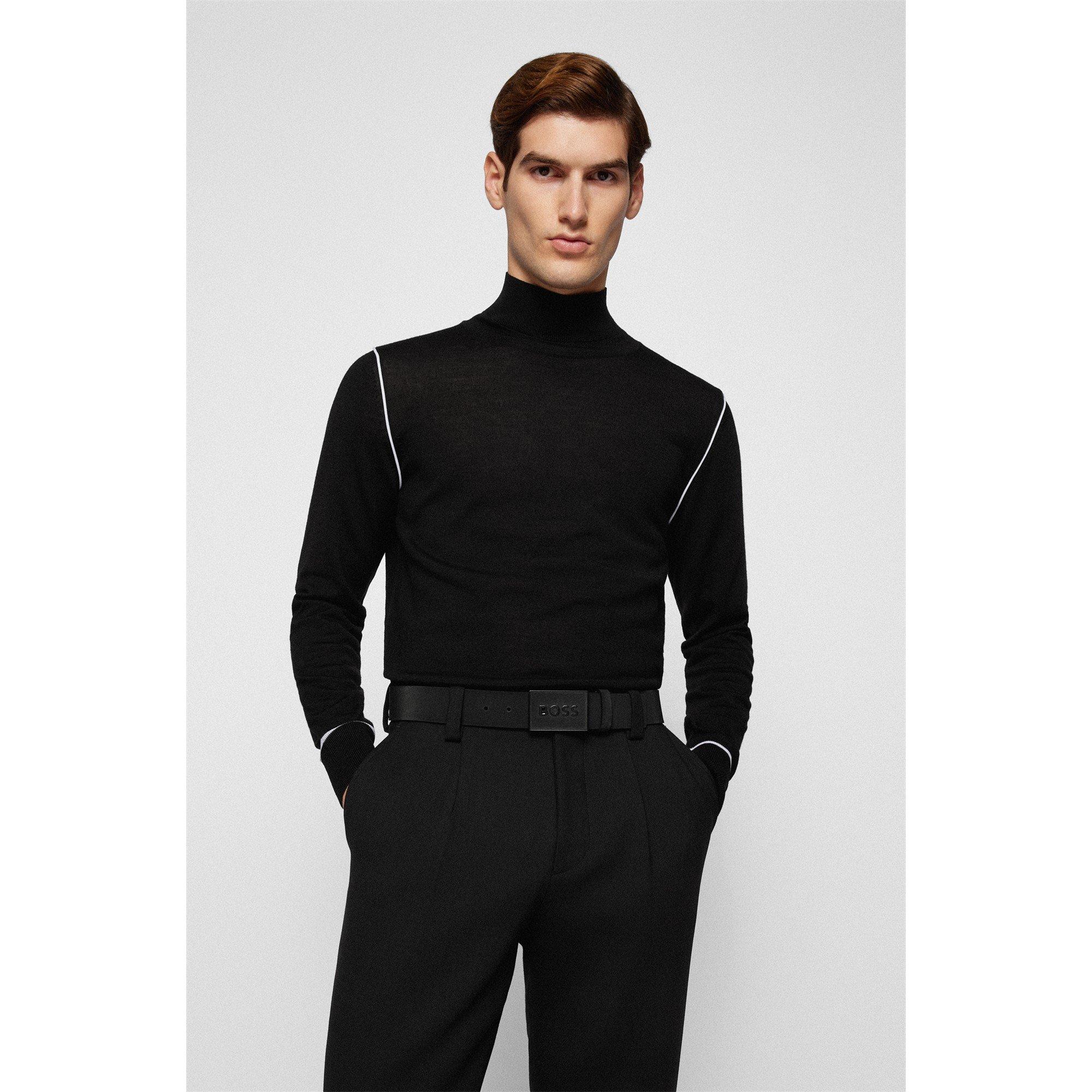 Black 001 - Boss - Men's  Icon Belt, High Quality Leather - 2