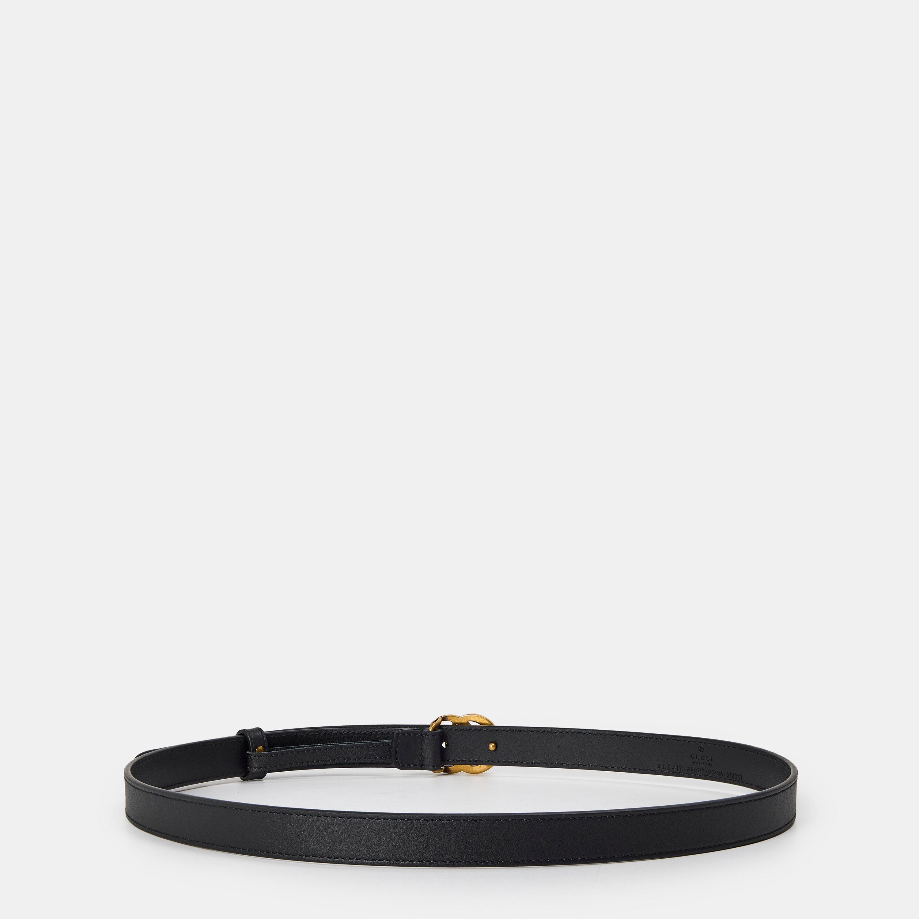 Black - Gucci - Women's Plain Marmont GG Thin Belt - 2