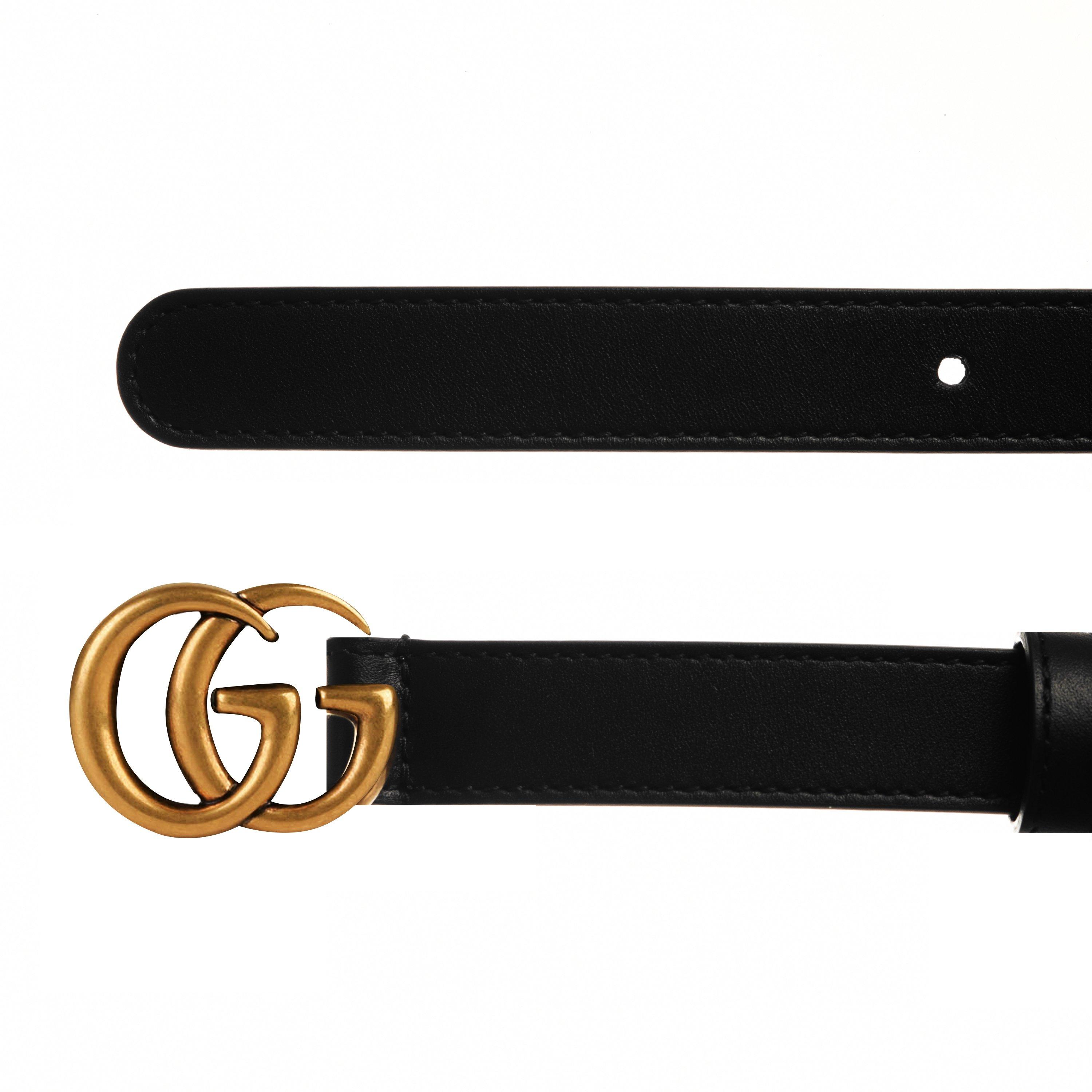 Black - Gucci - Women's Plain Marmont GG Thin Belt - 4