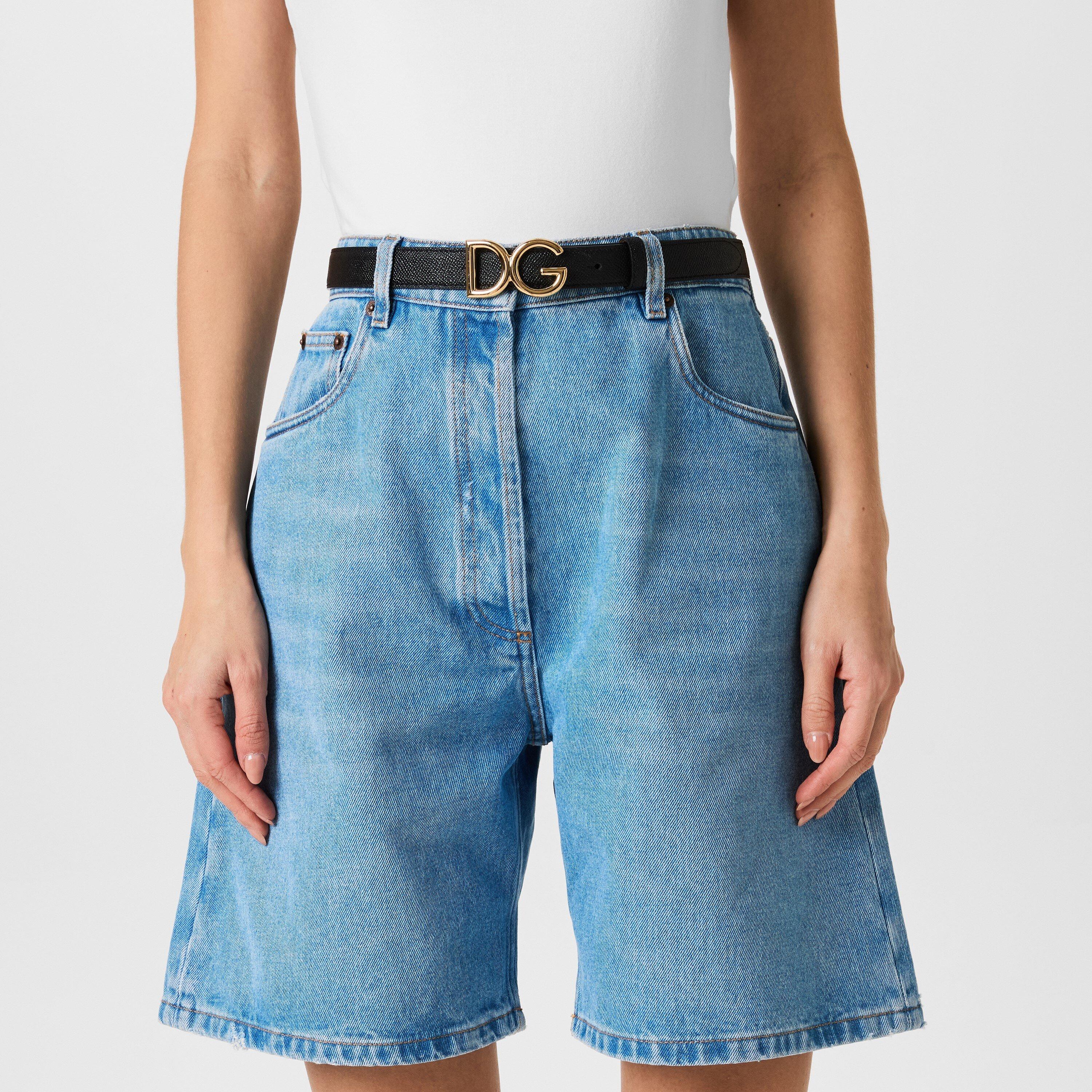 Nero 80999 - Dolce and Gabbana - Logo Grained Leather Belt - 2