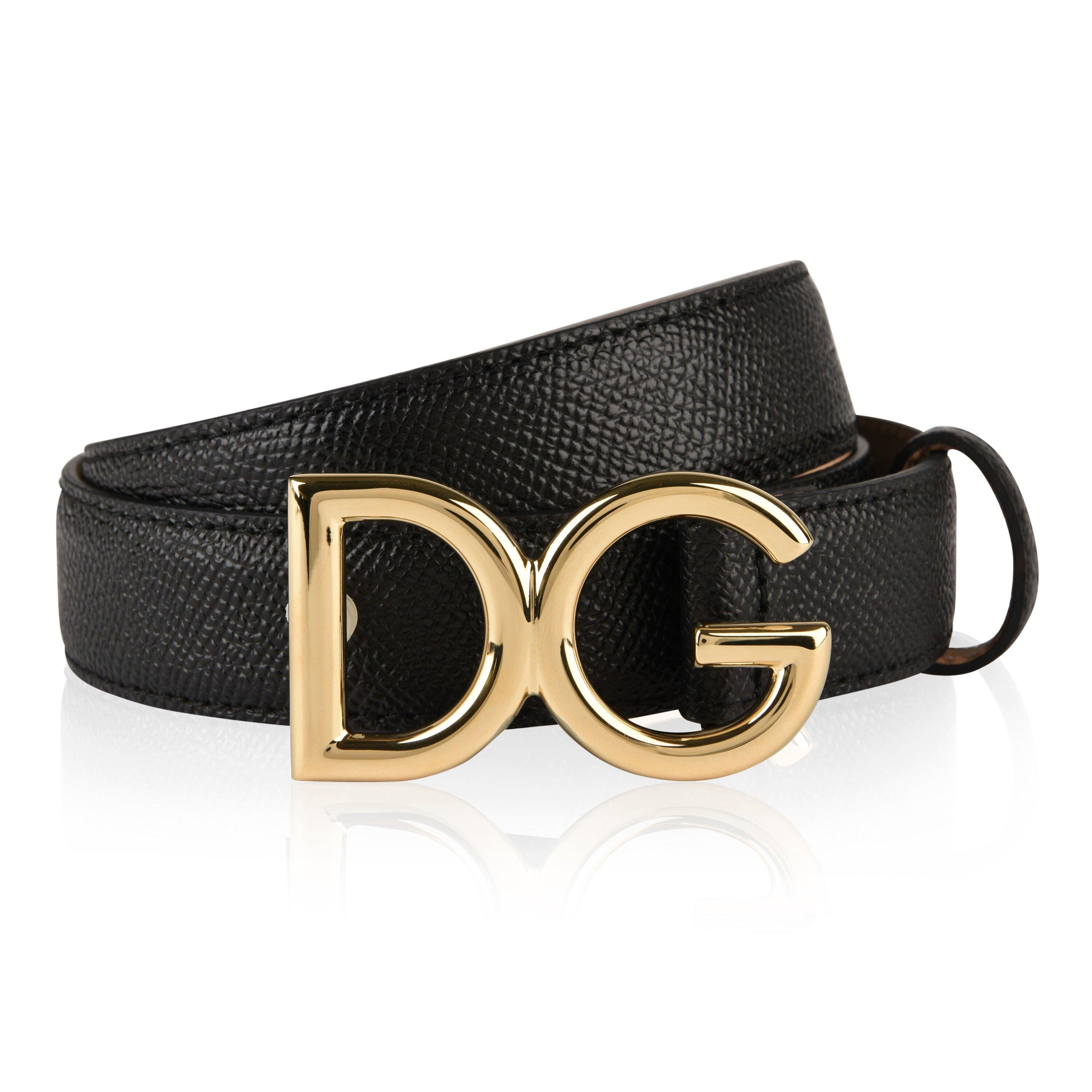 Dolce and Gabbana | Logo Grained Leather Belt | Leather Belt