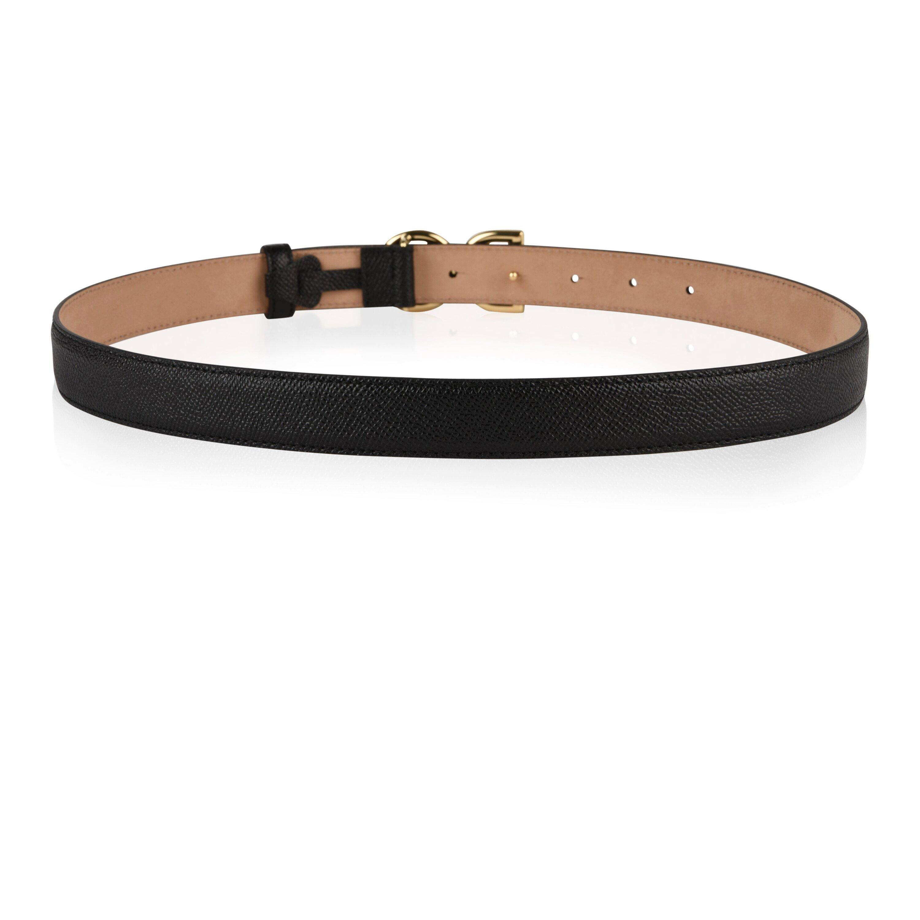 Nero 80999 - Dolce and Gabbana - Logo Grained Leather Belt - 4