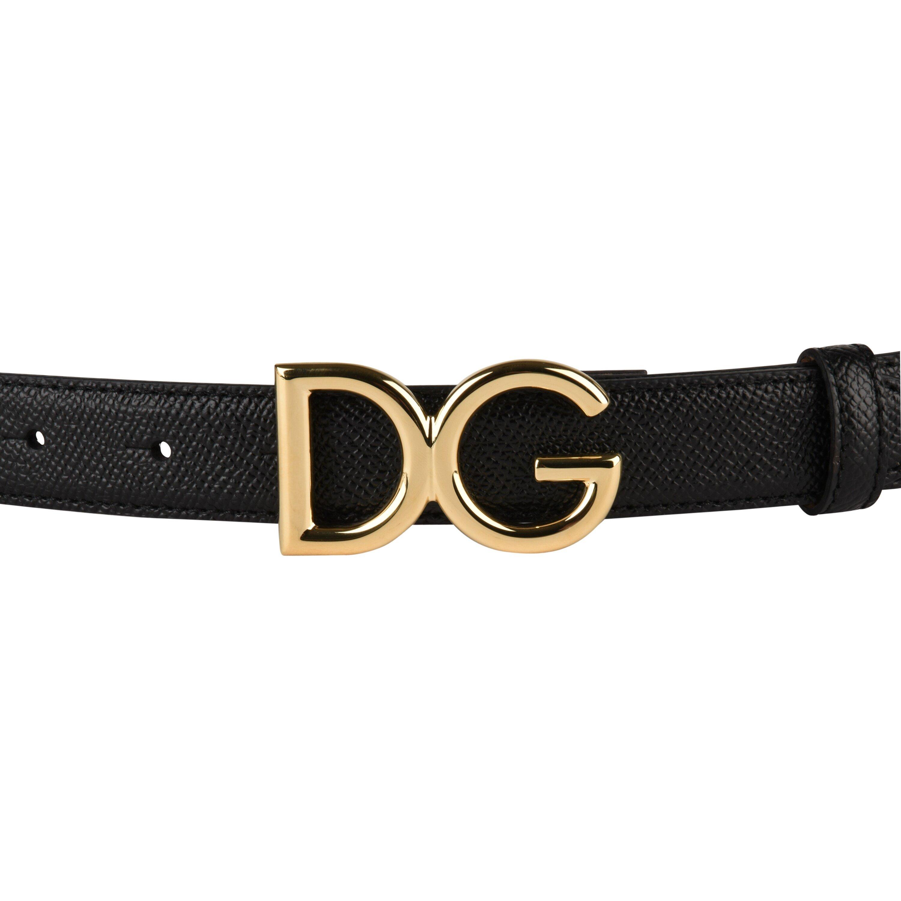 Nero 80999 - Dolce and Gabbana - Logo Grained Leather Belt - 5