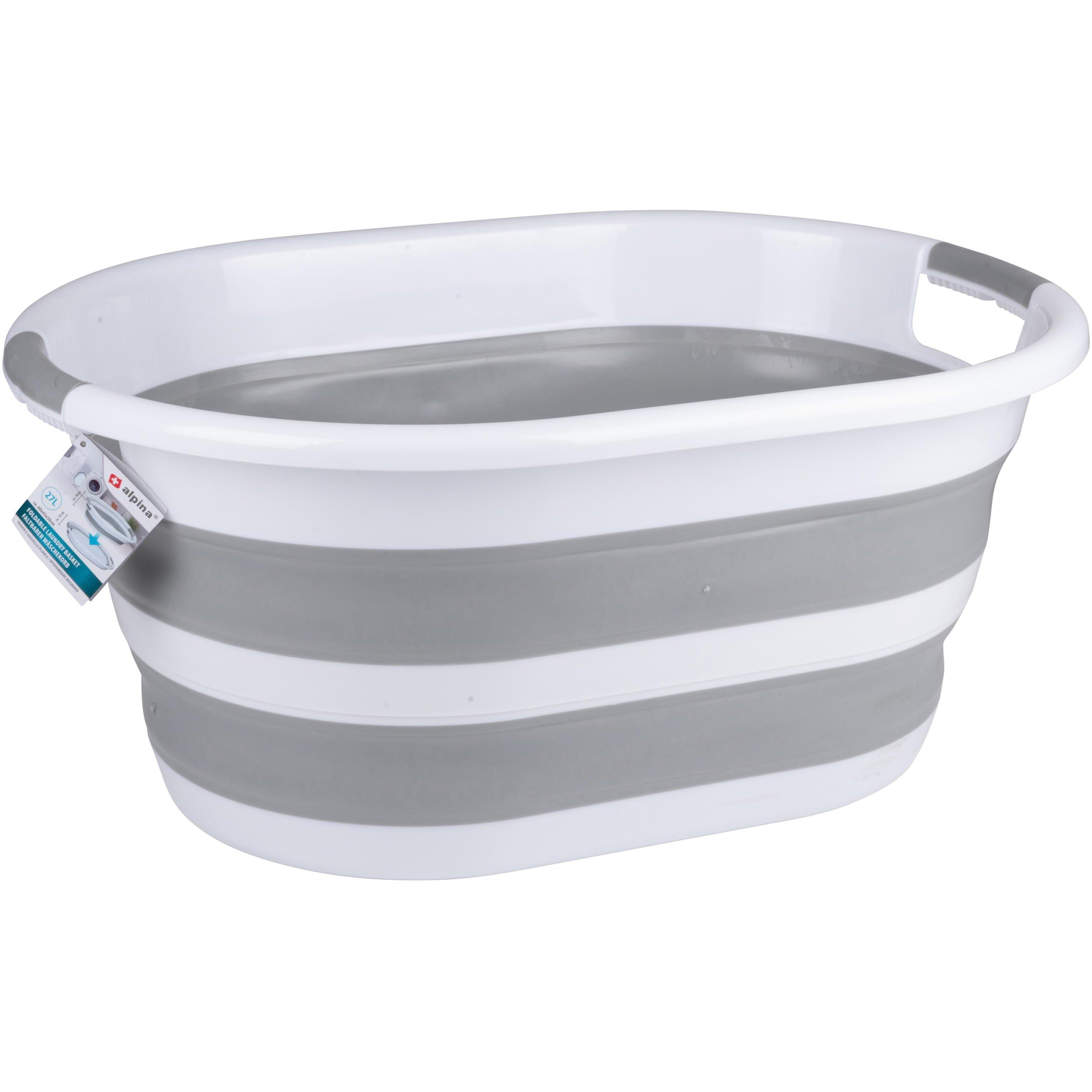 Grey/White - Alpina - Laundry Basket - 1