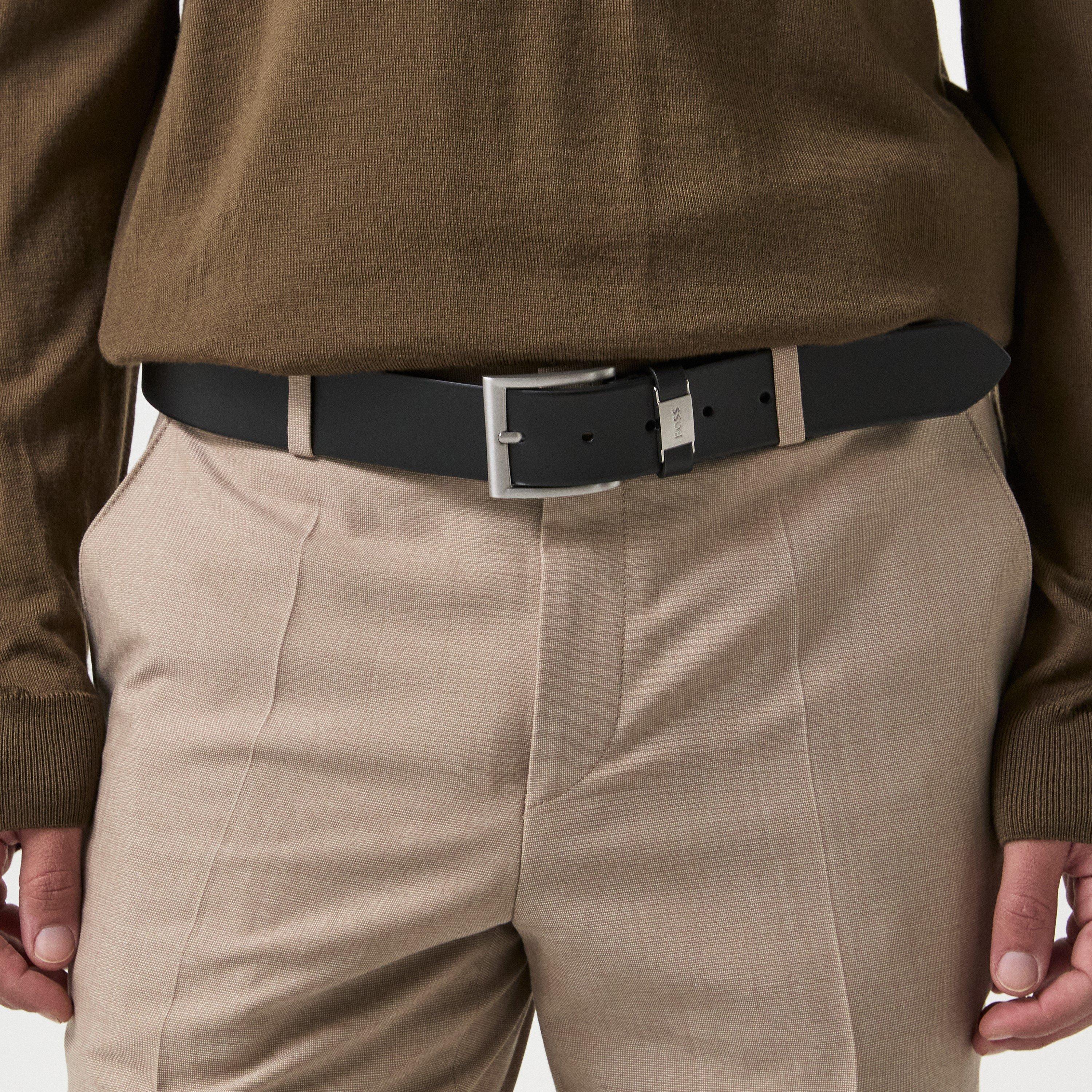 Zwart 001 - Boss - Men's Connio Leather Designer Belt - 3