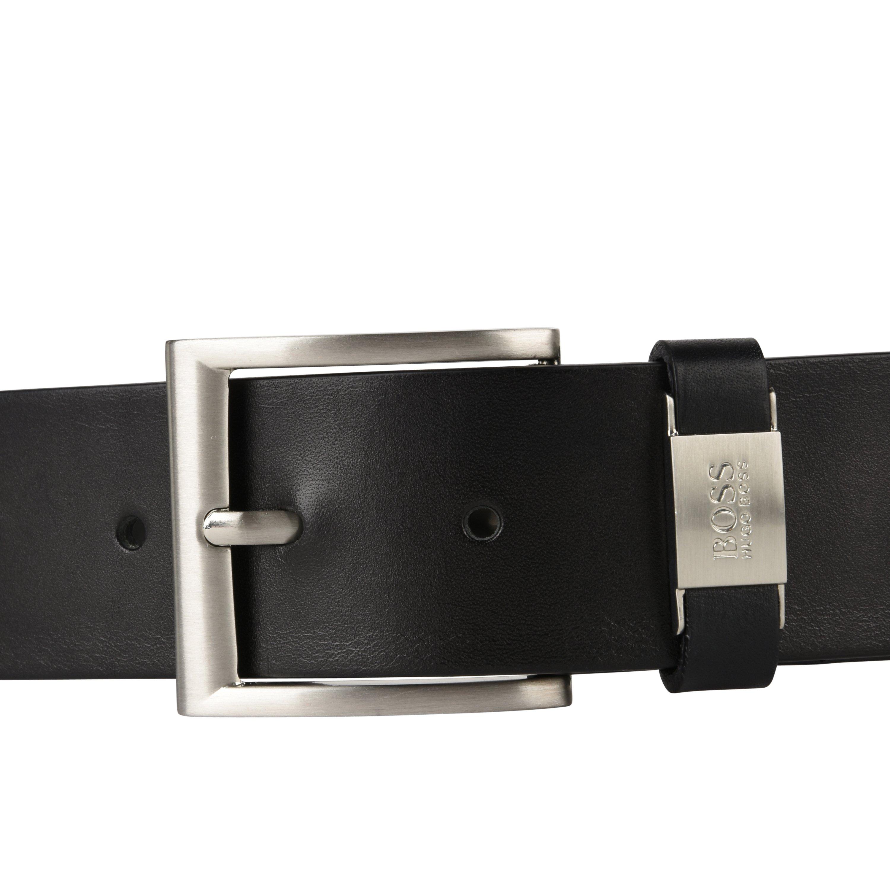 Zwart 001 - Boss - Men's Connio Leather Designer Belt - 4