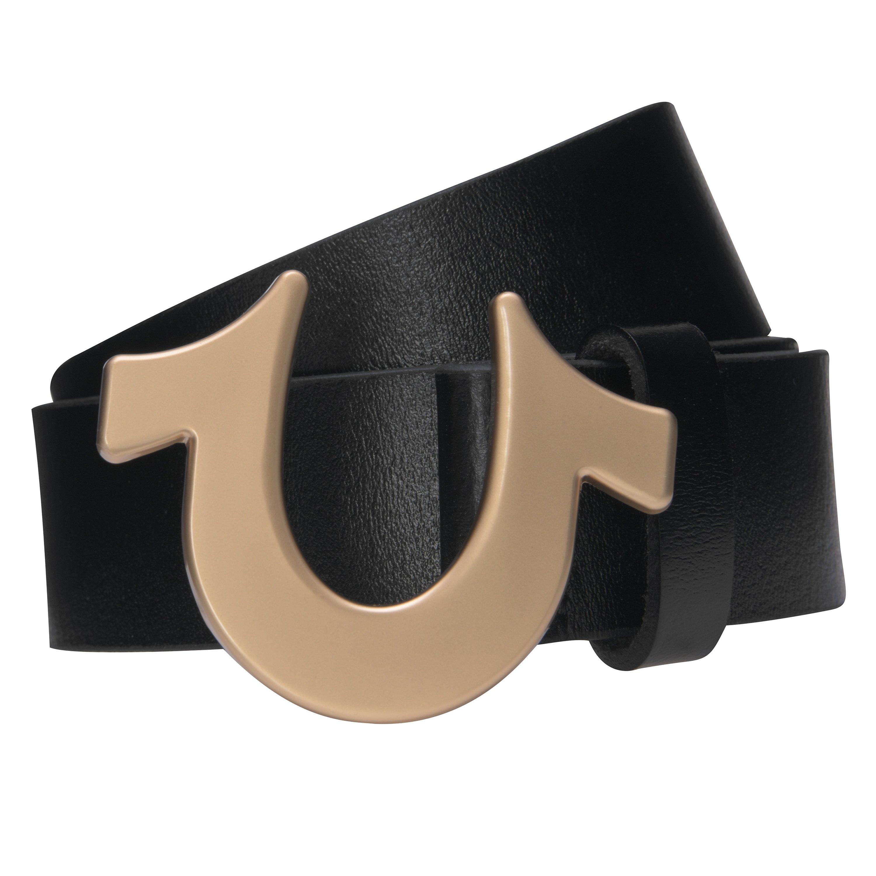 Zwart/Goud - True Religion - Horseshoe Buckle Belt - 2