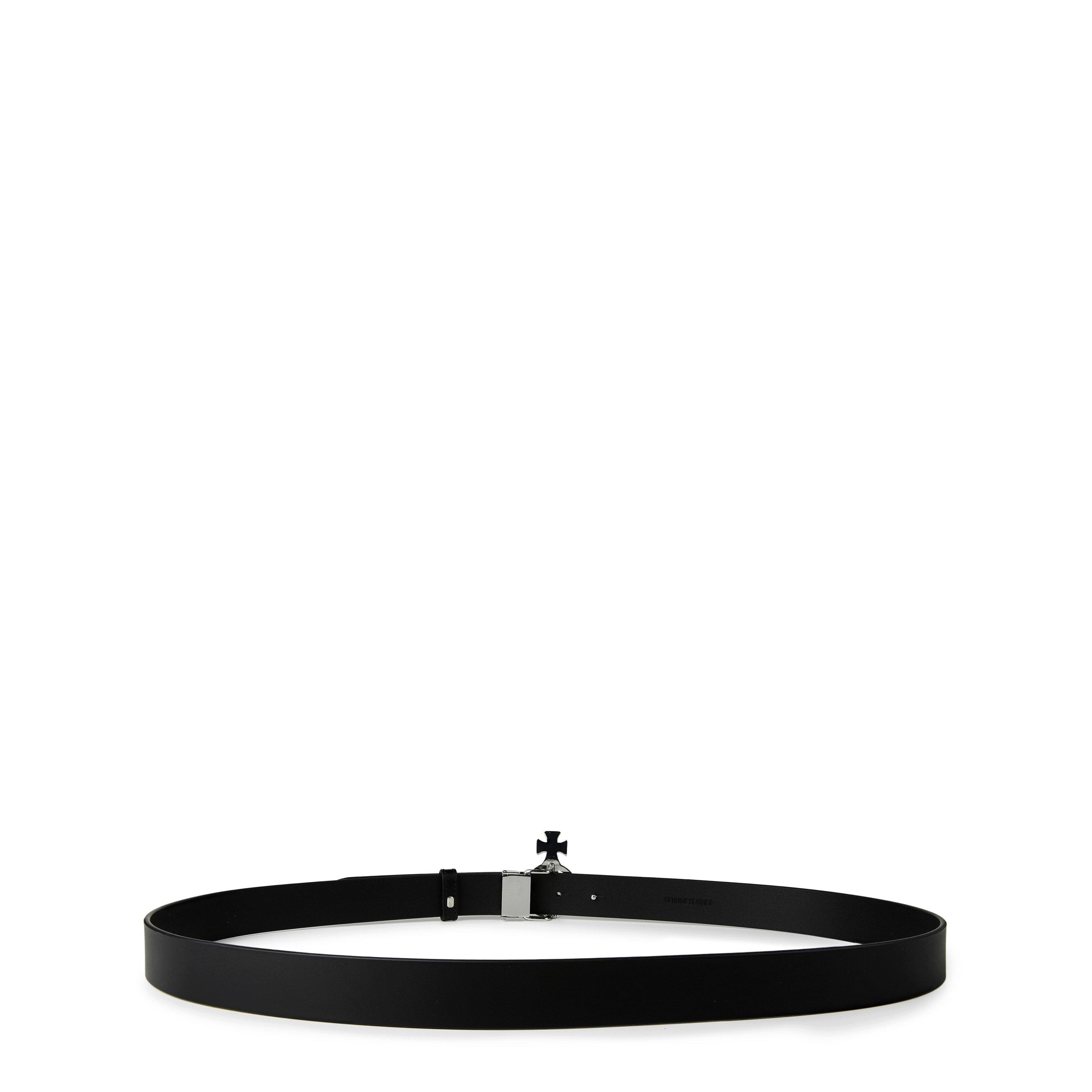 Black - Vivienne Westwood - Women's Small Line Orb Leather Buckle Belt - 3