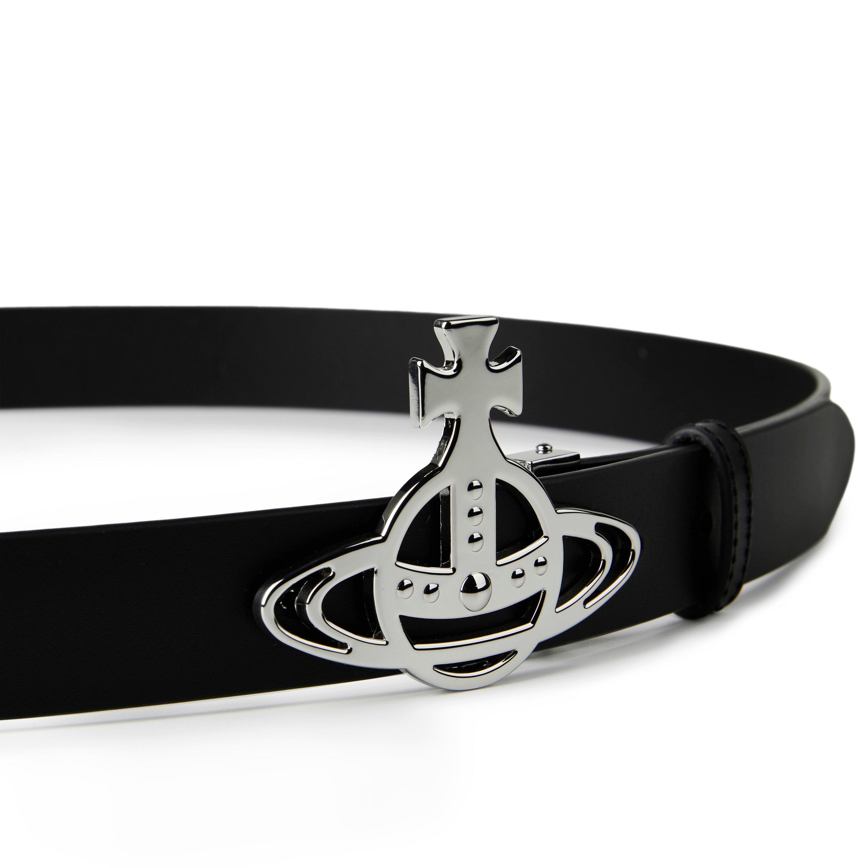 Black - Vivienne Westwood - Women's Small Line Orb Leather Buckle Belt - 4