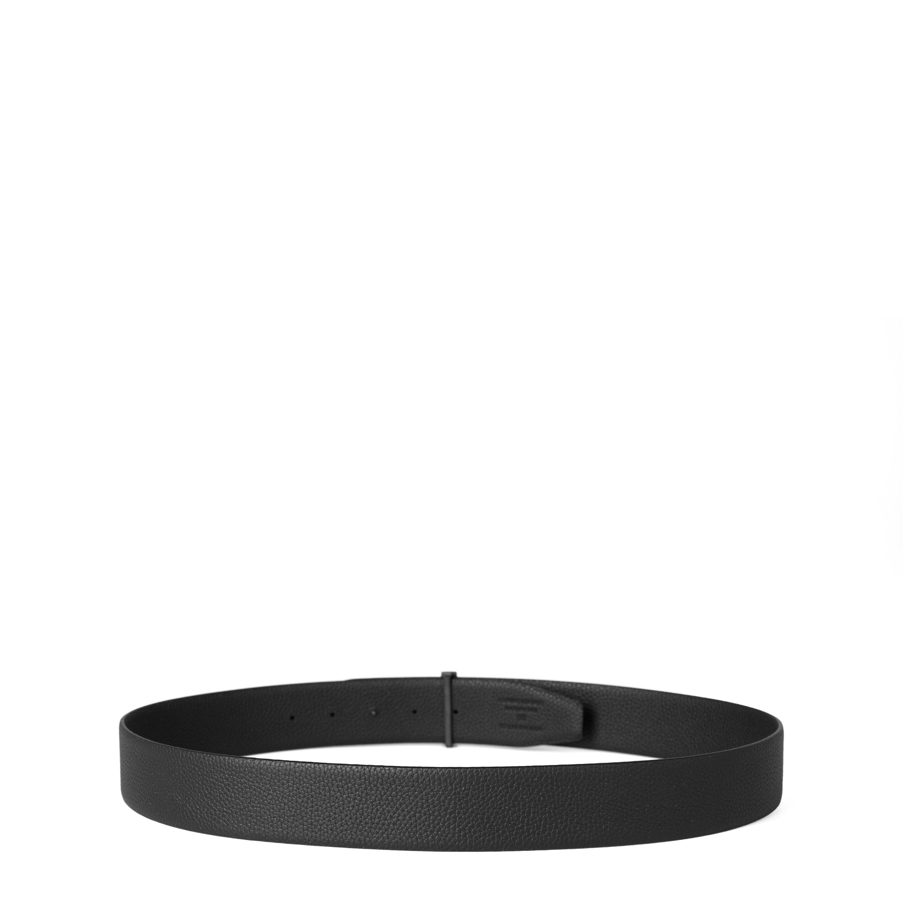 Black - Tom Ford - Men's Plain Leather Reversible T Buckle Belt - 3