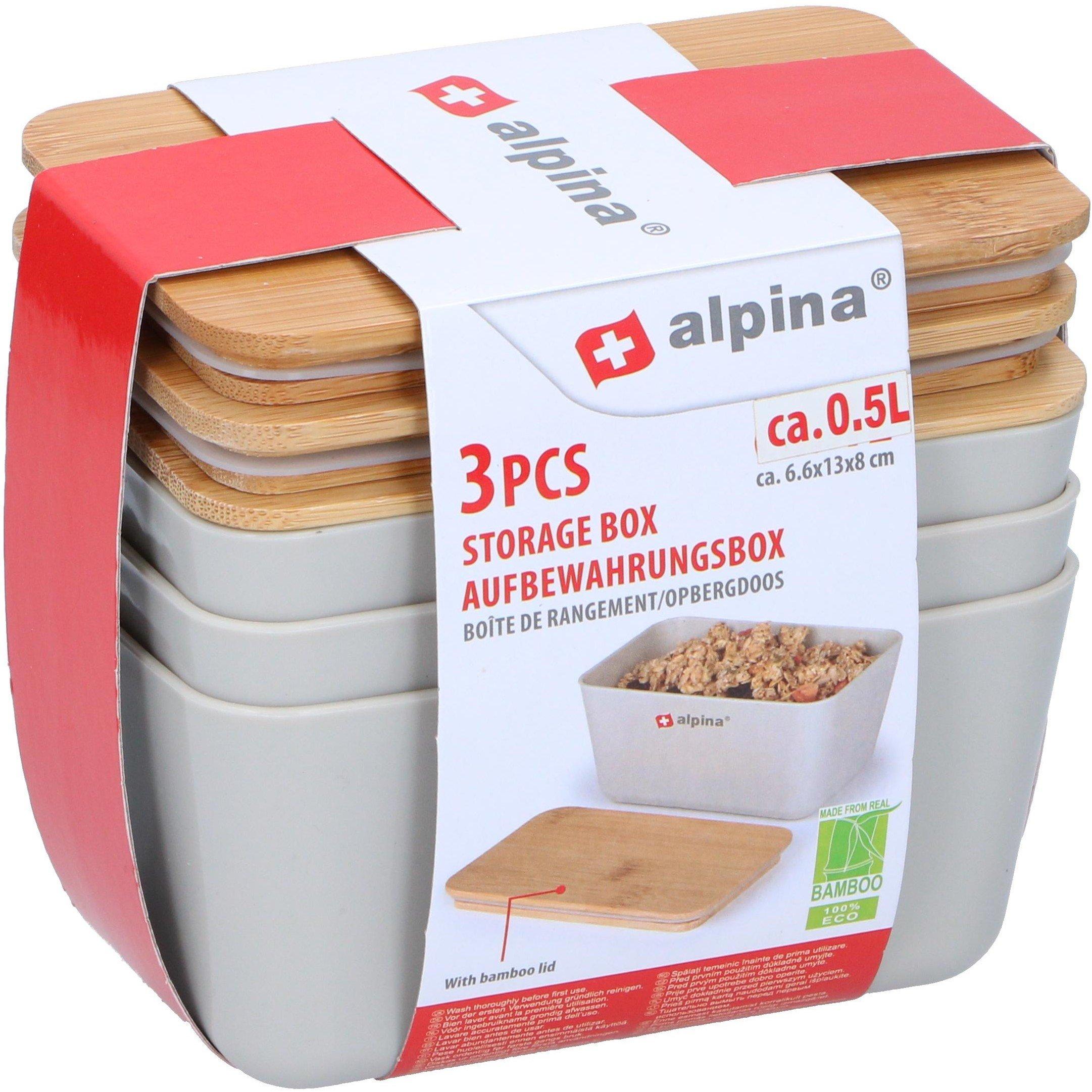 White - Alpina - Plastic Storage Box with Bamboo Lid - 1