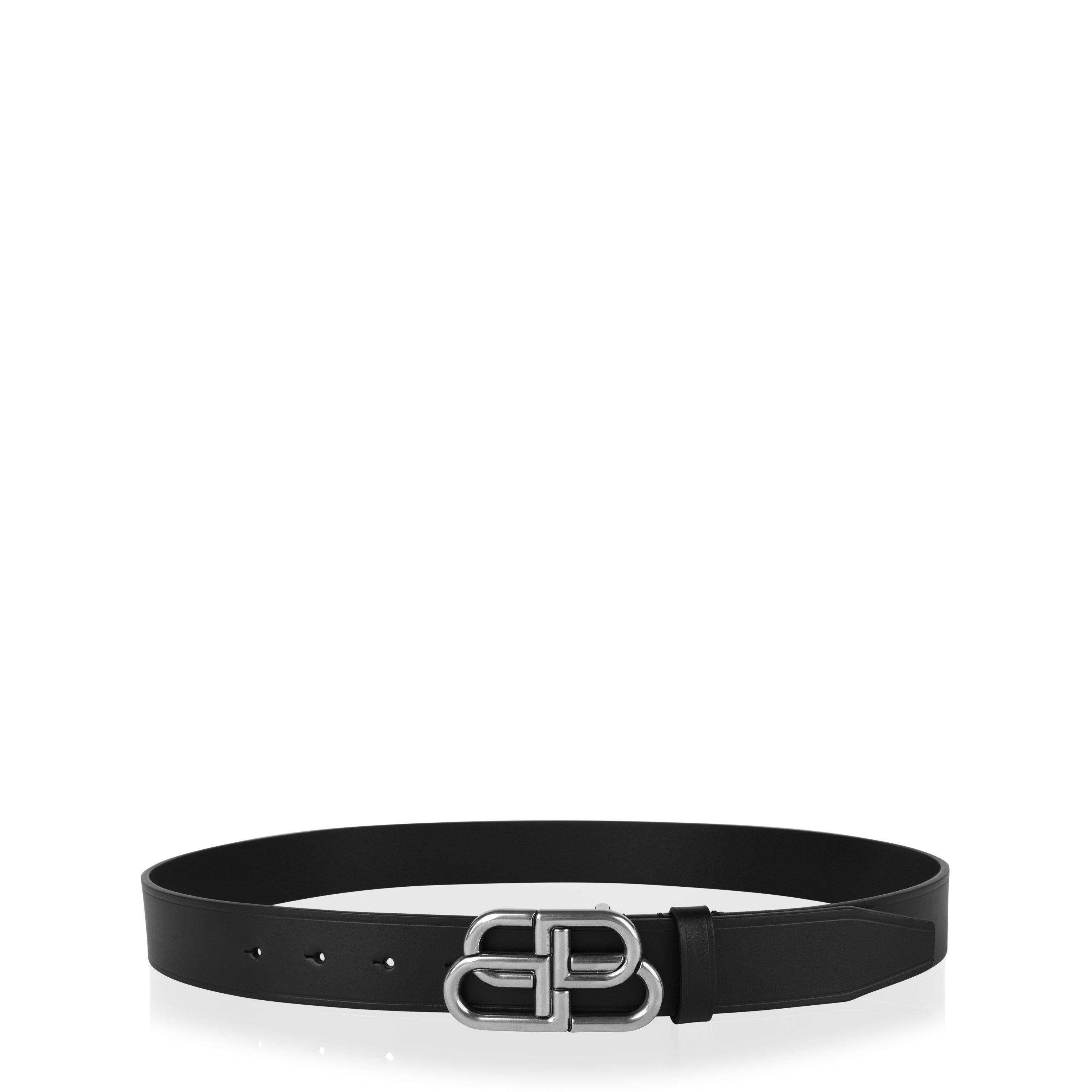 Balenciaga Men's Bb Belt - Black/Silver - 90