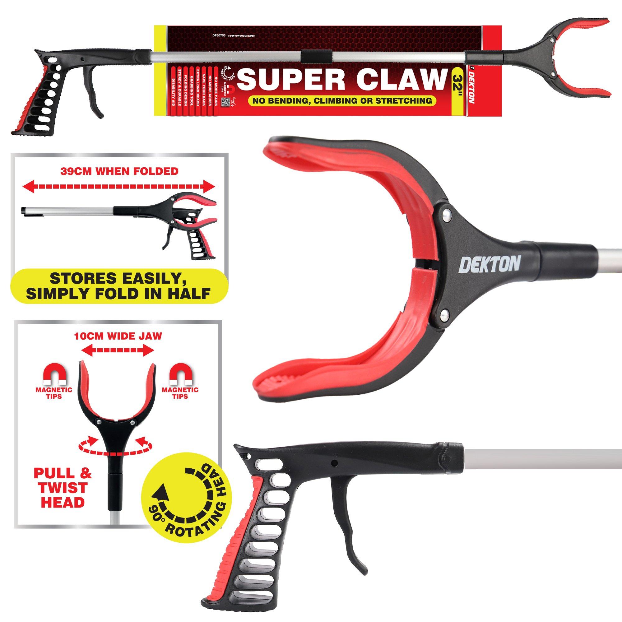 Crna/Srebrna - Dekton - Super Claw Folding Pick Up Tool - 2