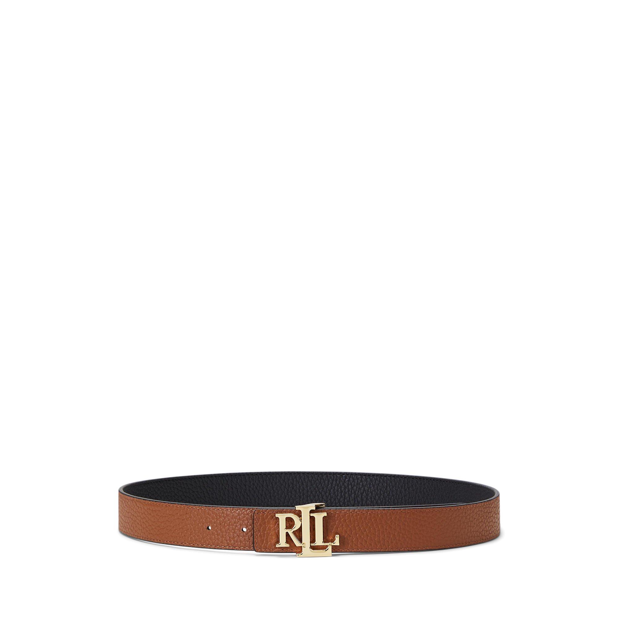 Lauren by Ralph Lauren Women's Reversible Leather Belt - Black/Tan - Medium