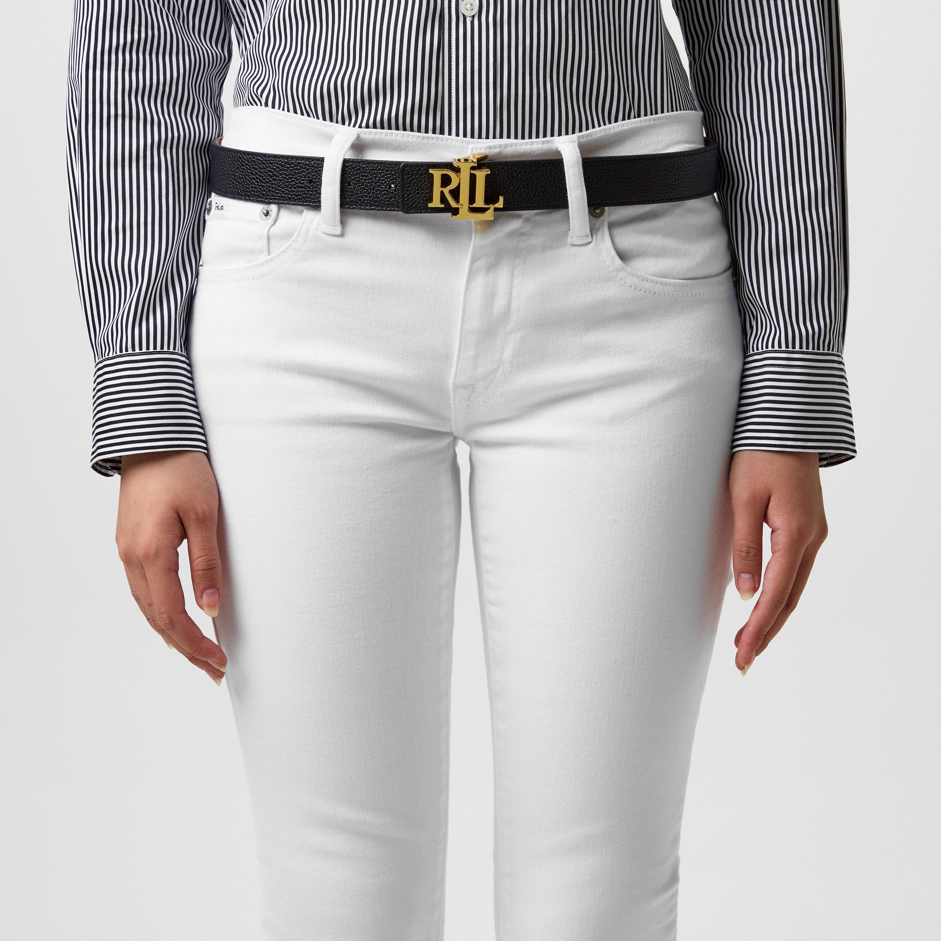 Black/Tan - Lauren by Ralph Lauren - Women's Reversible Leather Belt - 2