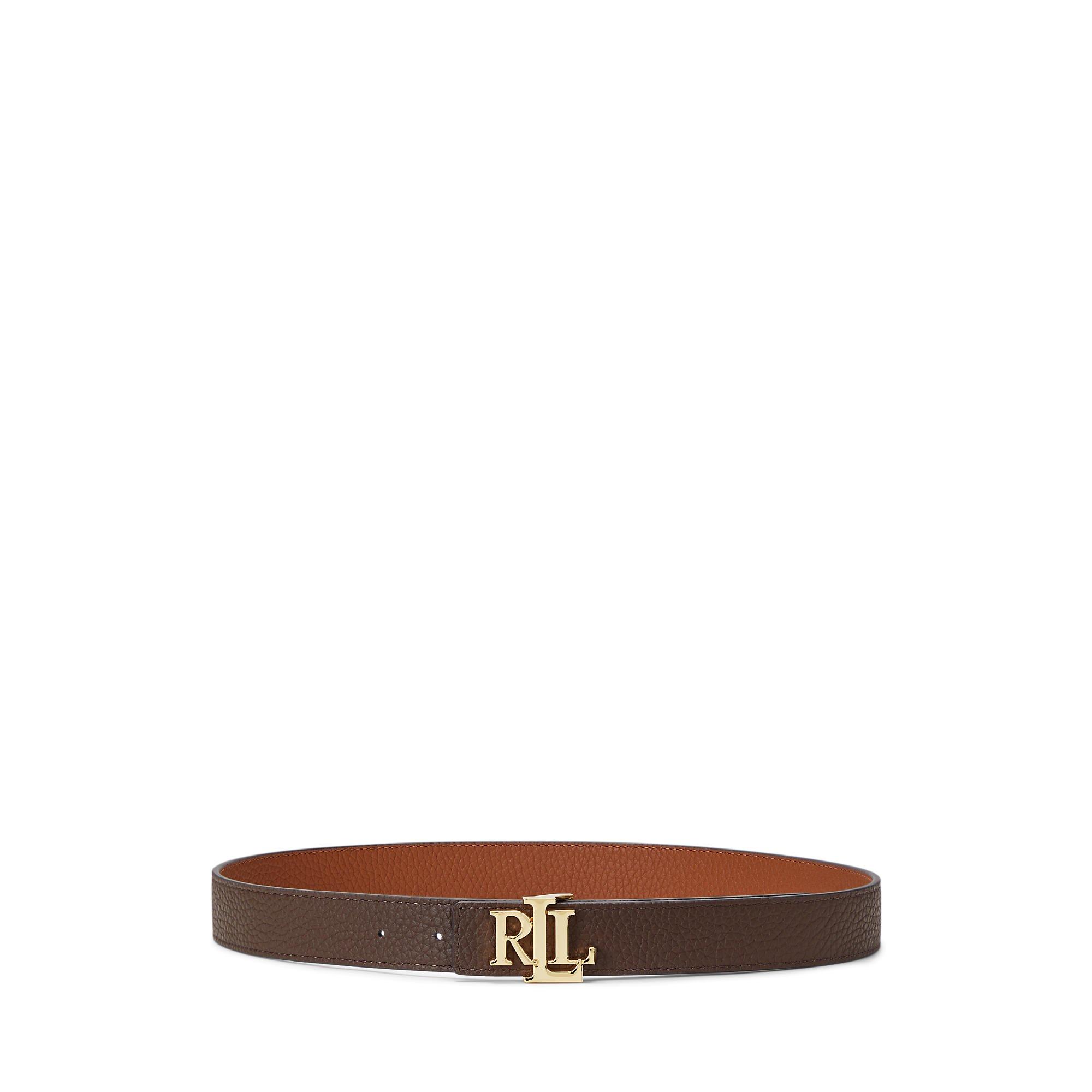 Lauren by Ralph Lauren Women's Reversible Leather Belt - Choc Dark Tan - Medium