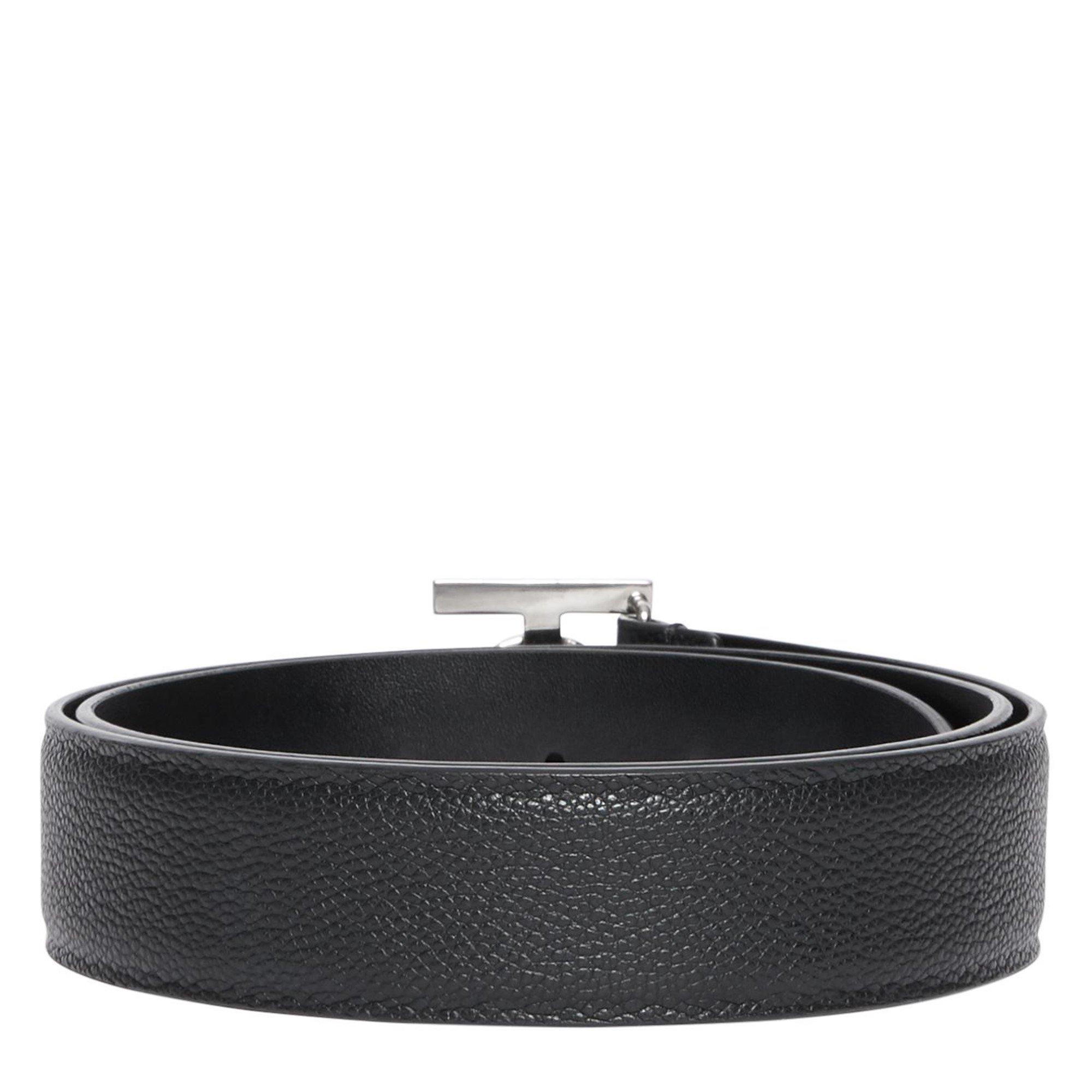 Black A1189 - Burberry - Men's Monogram Leather Burberry Belt - 2