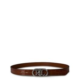 Lauren by Ralph Lauren Oval-Logo Reversible Leather Skinny Belt