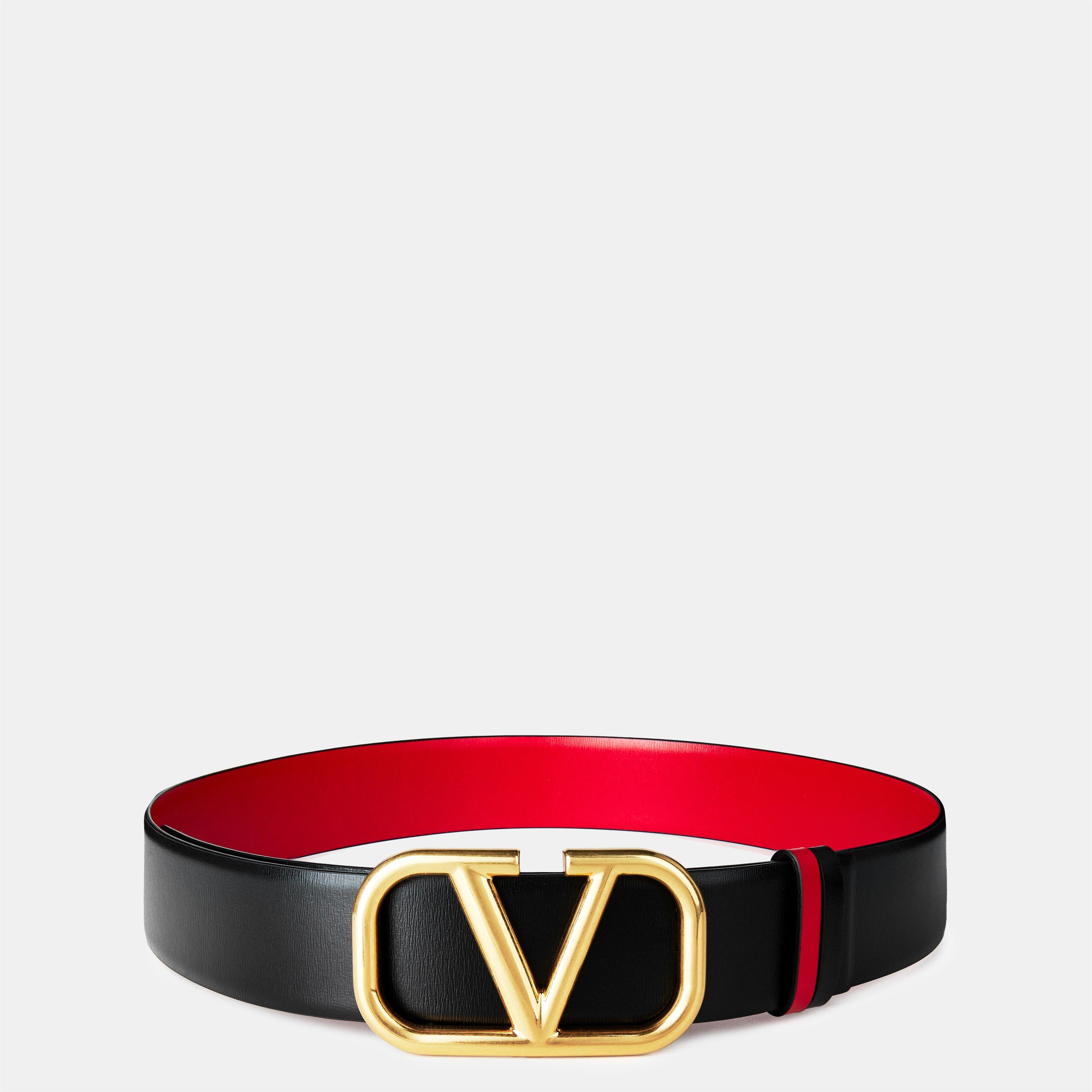 Nero/Rouge 0SM - Valentino Garavani - V Logo 4cm Reversible Belt - 1