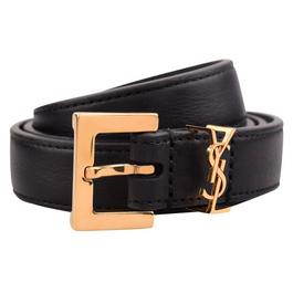 Saint Laurent Leather Cassandre Belt