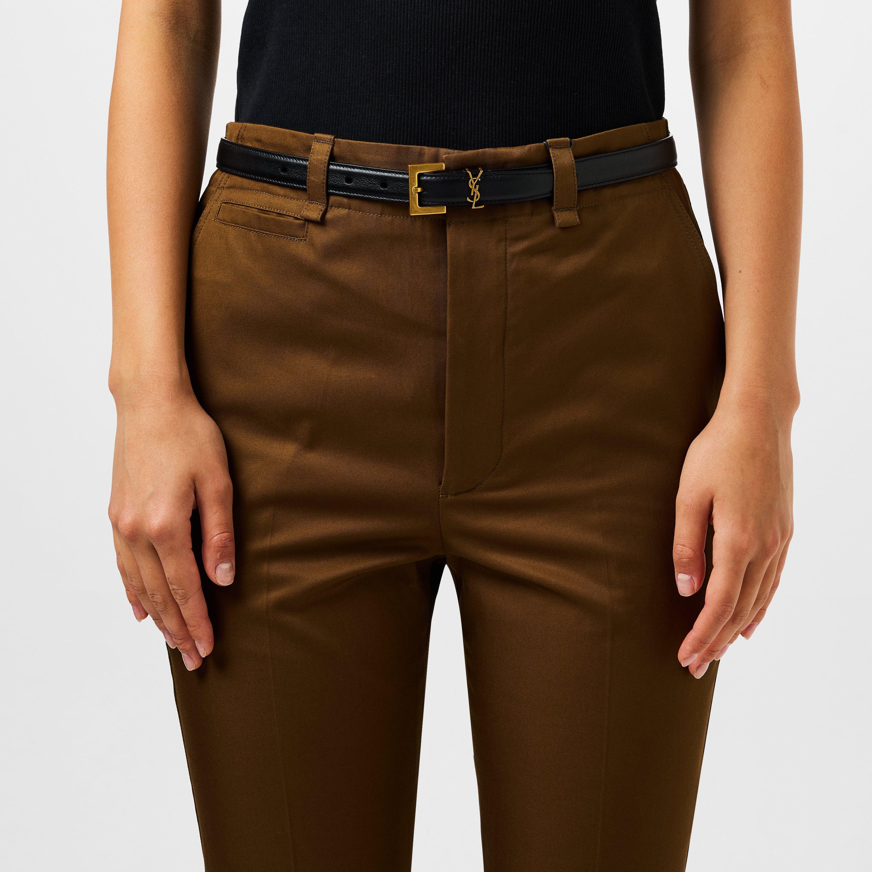 Black/Gold - Saint Laurent - Leather Cassandre Belt - 2