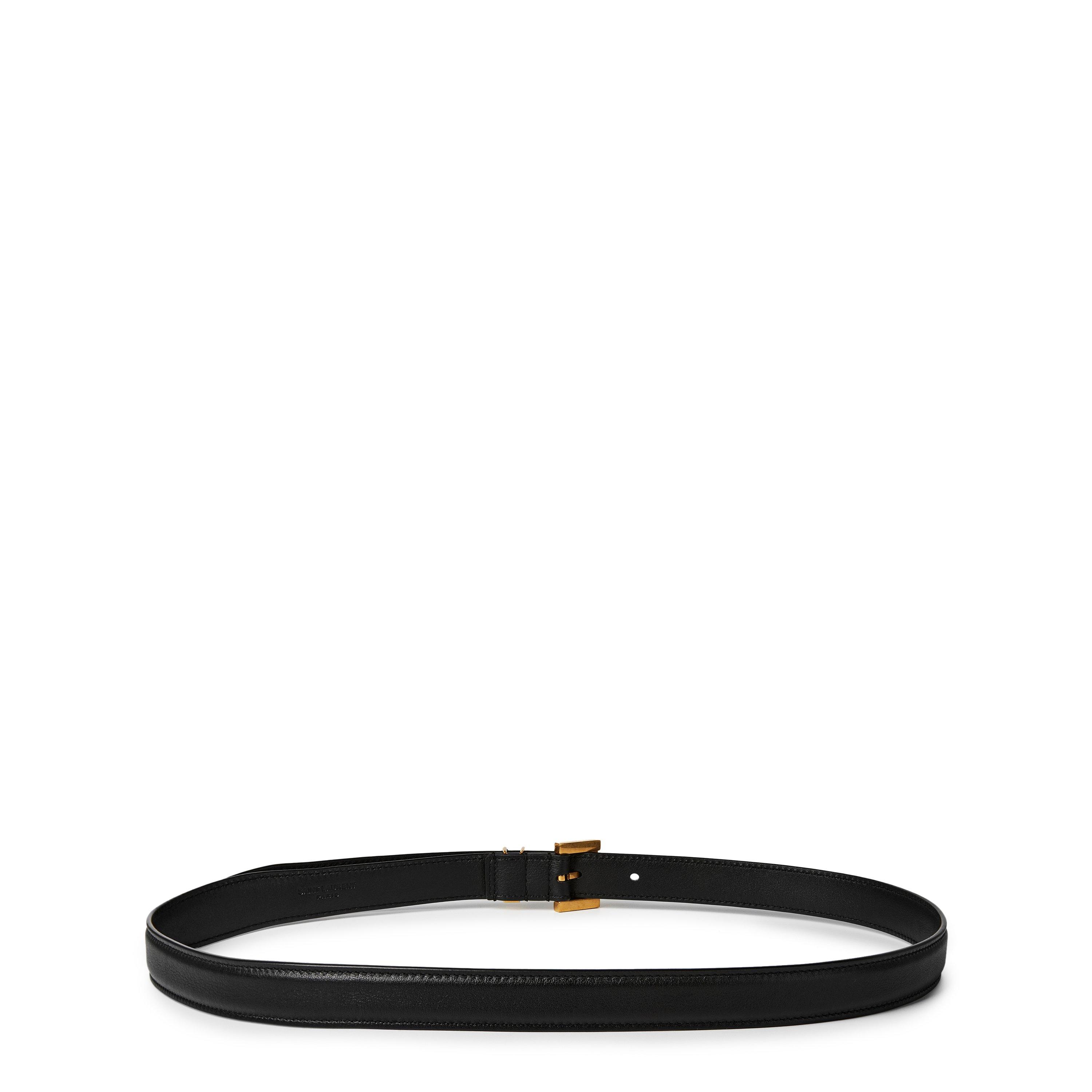 Black/Gold - Saint Laurent - Leather Cassandre Belt - 3