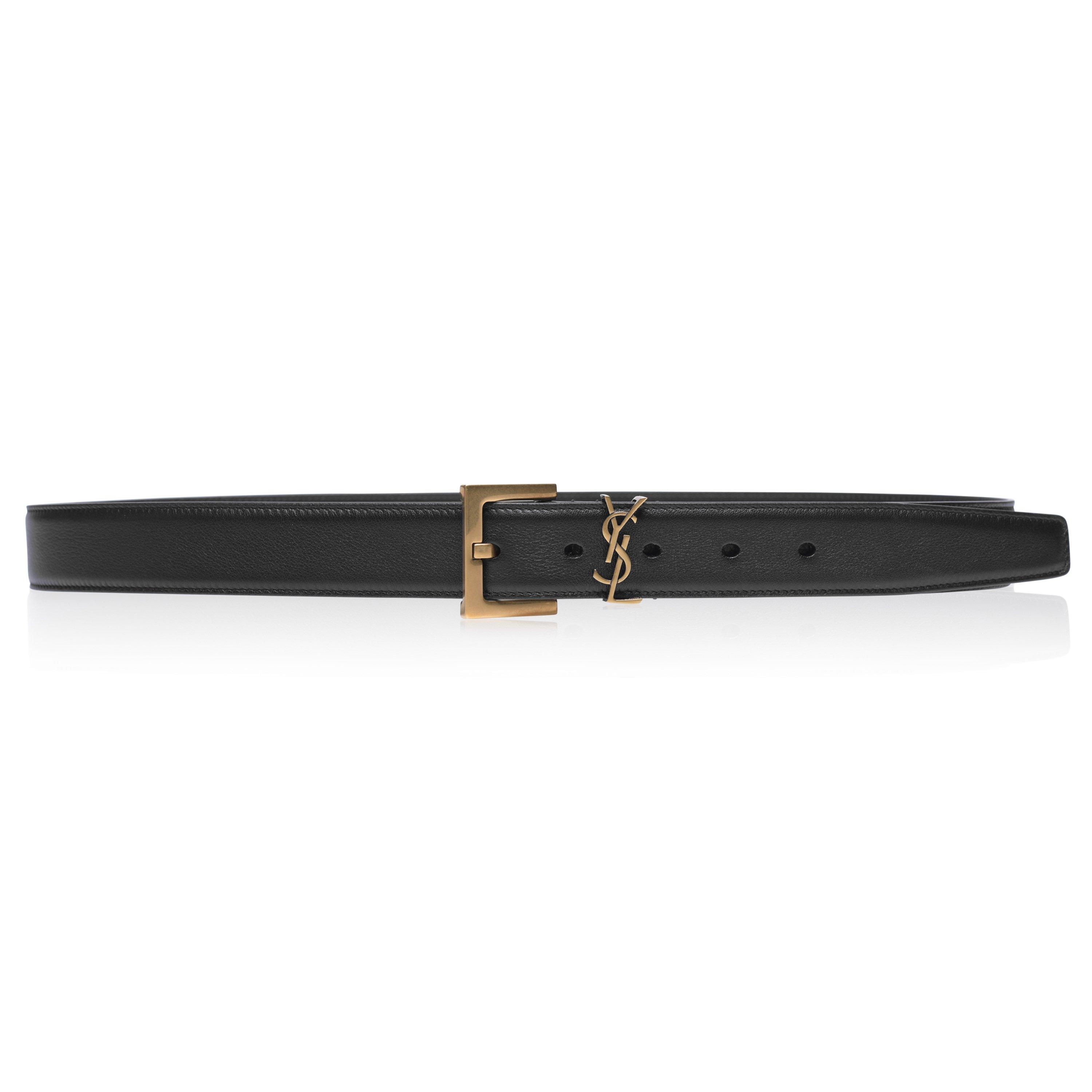 Black/Gold - Saint Laurent - Smooth Cassandre Belt - 2