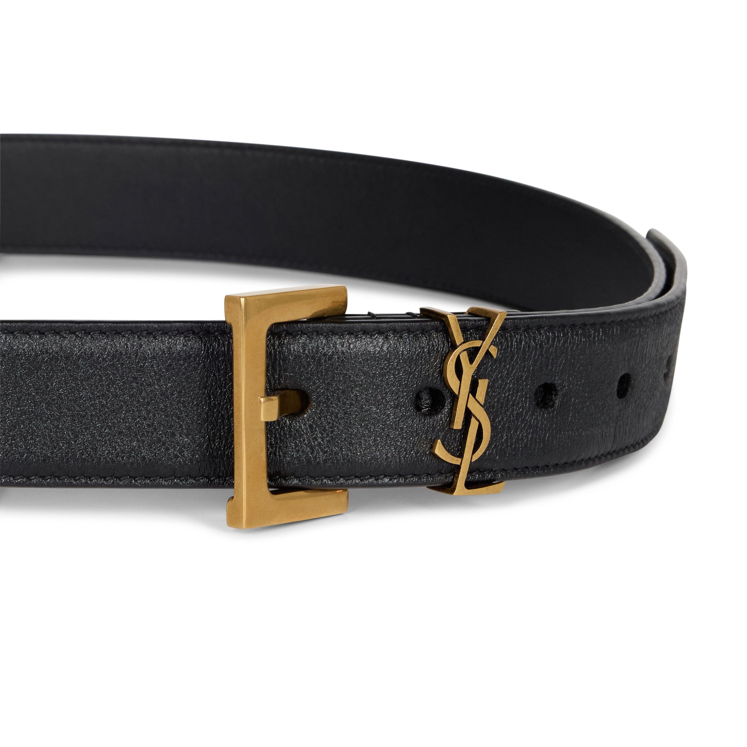 Black/Gold - Saint Laurent - Smooth Cassandre Belt - 7