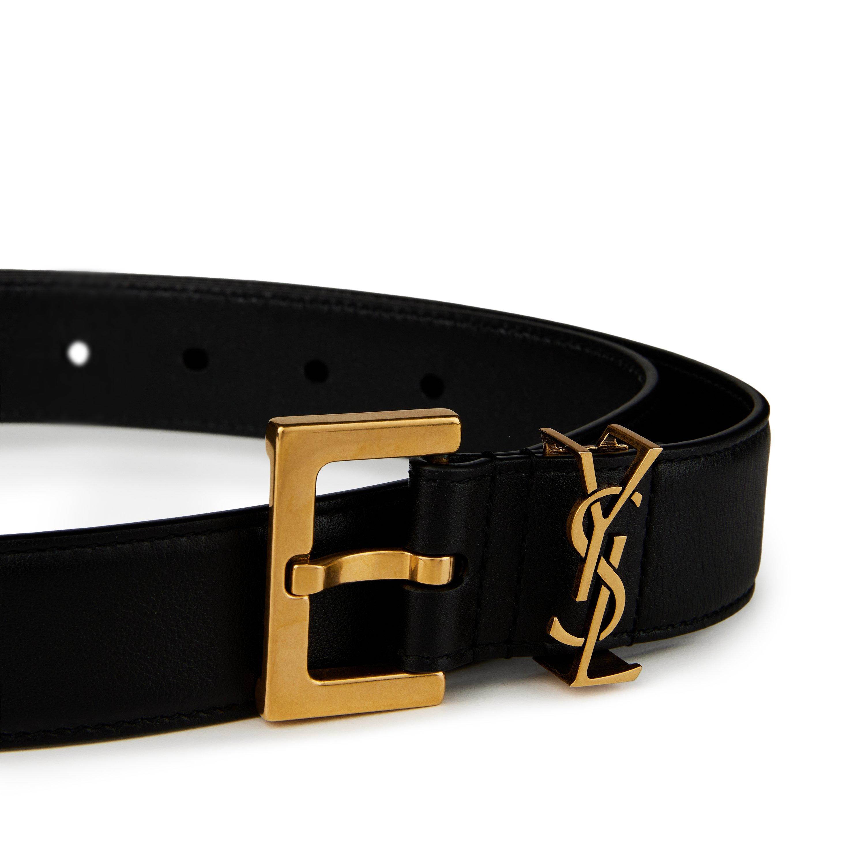 Black/Gold - Saint Laurent - Smooth Cassandre Belt - 4