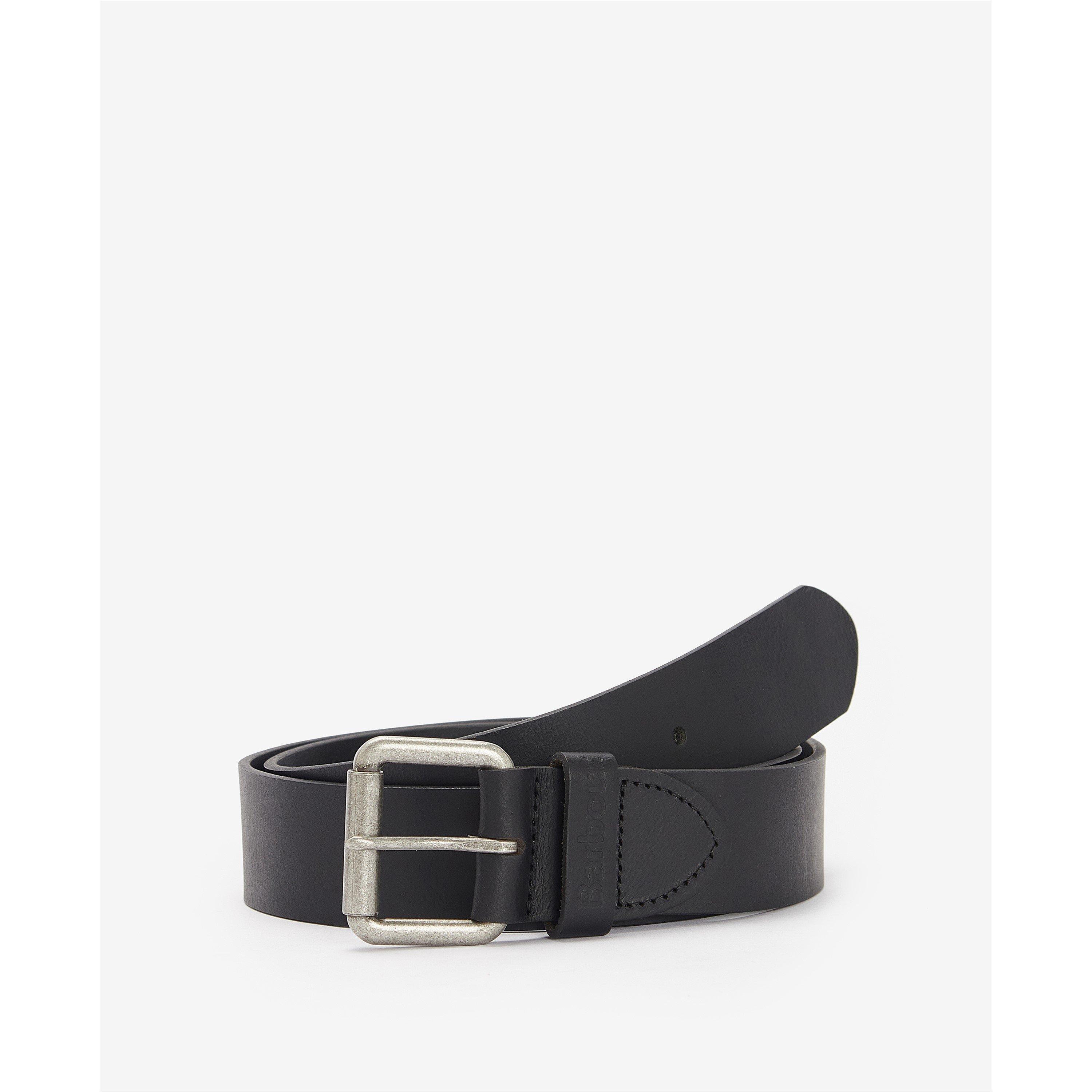 Barbour Men's Matte Leather Belt - Black Bk31 - L (39W-44W)