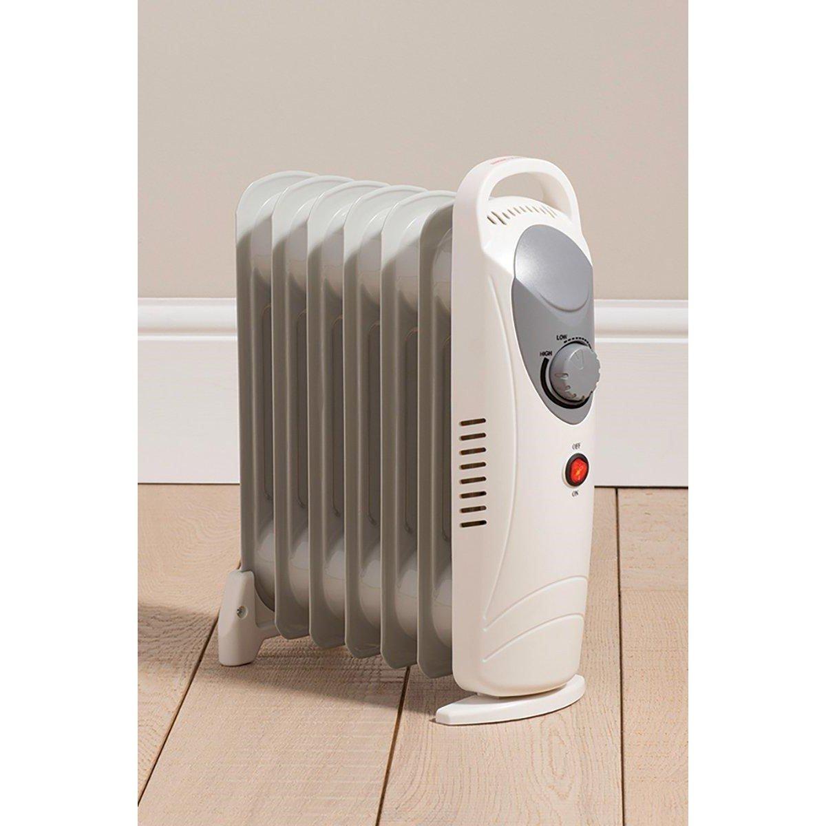 White - Daewoo Electricals - 800W MINI OIL FILLED RADIATOR - WHITE