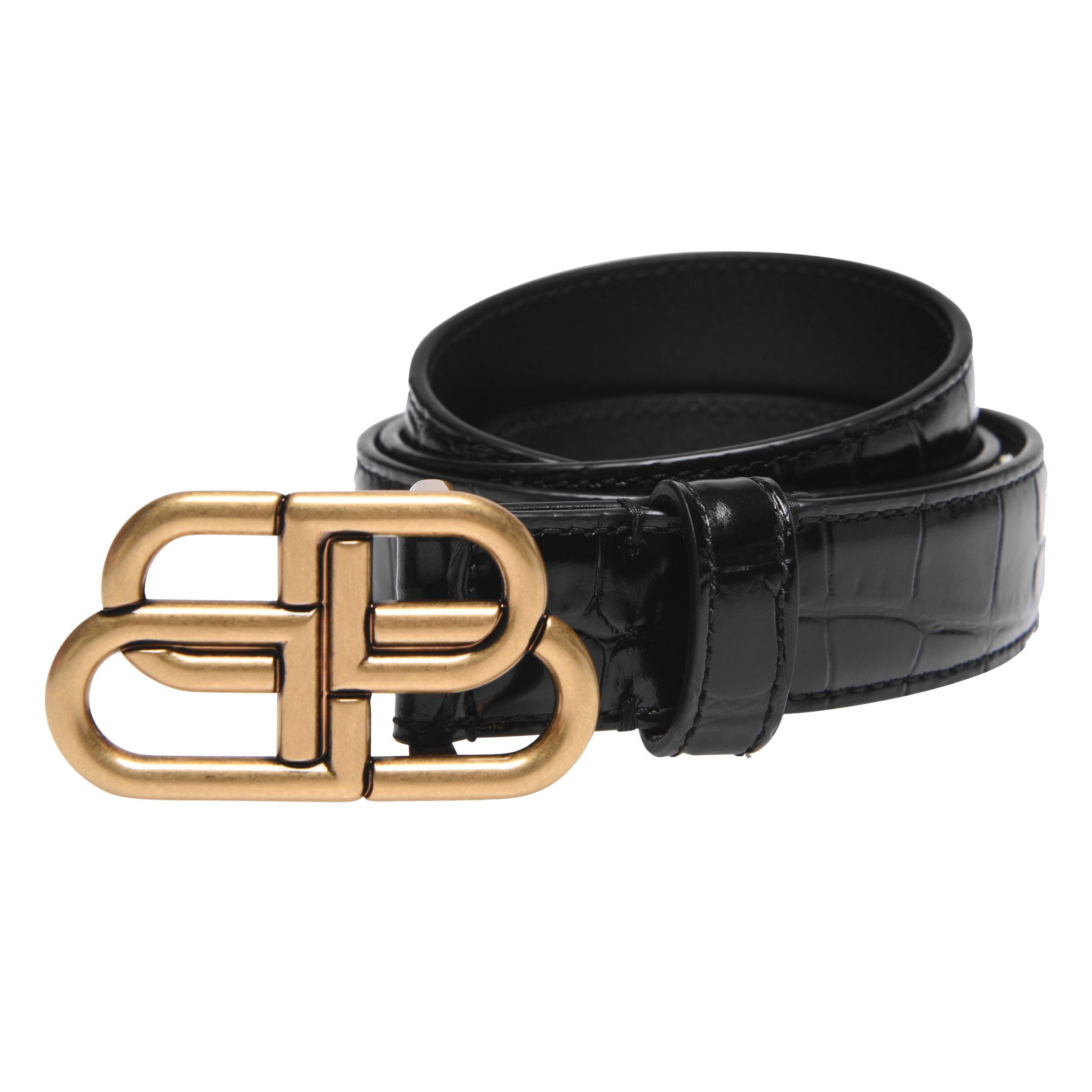 Black 1000 - Balenciaga - Bb Thin Croc Belt - 3