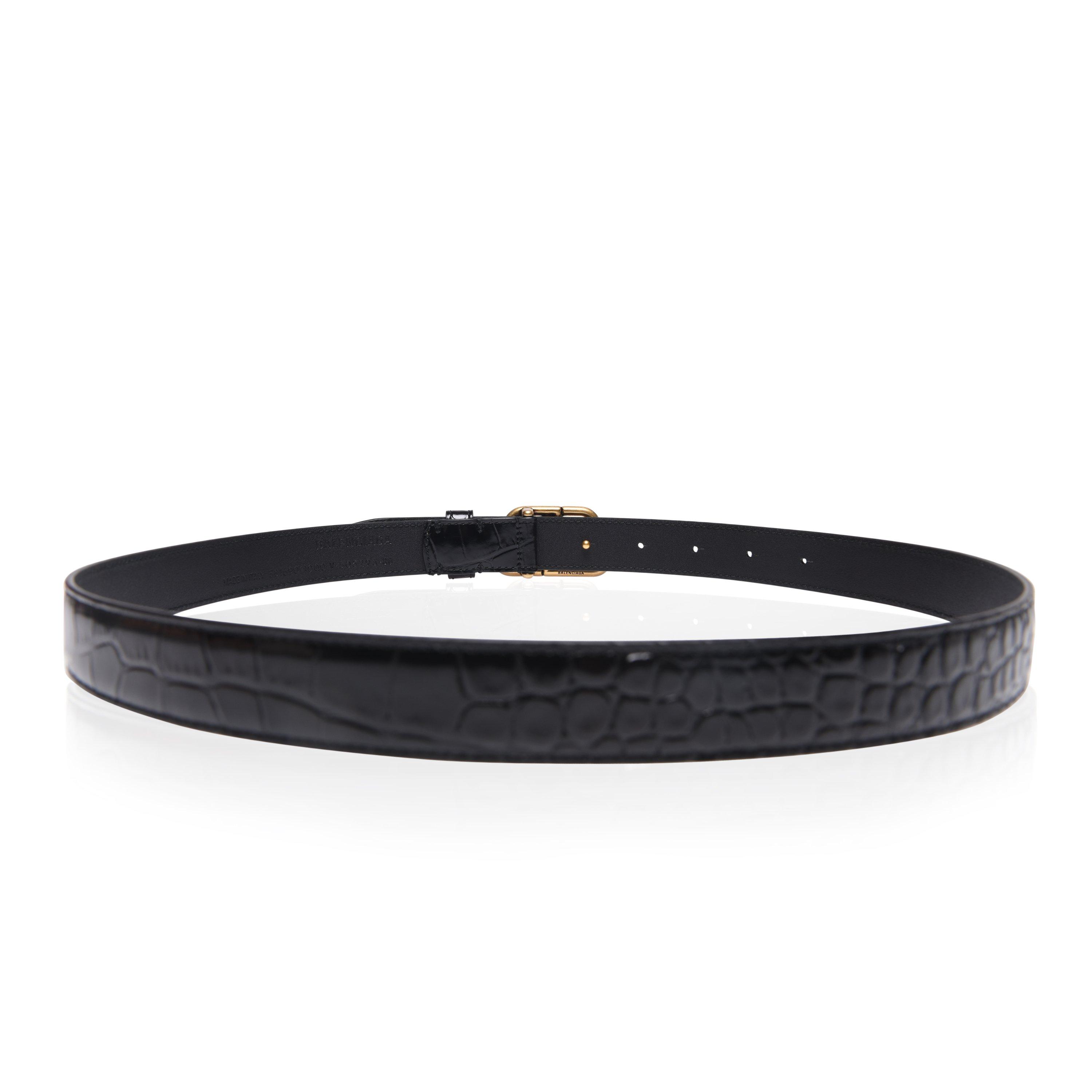 COPY - Balenciaga BB Croco belt Luxury belt - Balenciaga green and black crocodile-embossed  main image 3