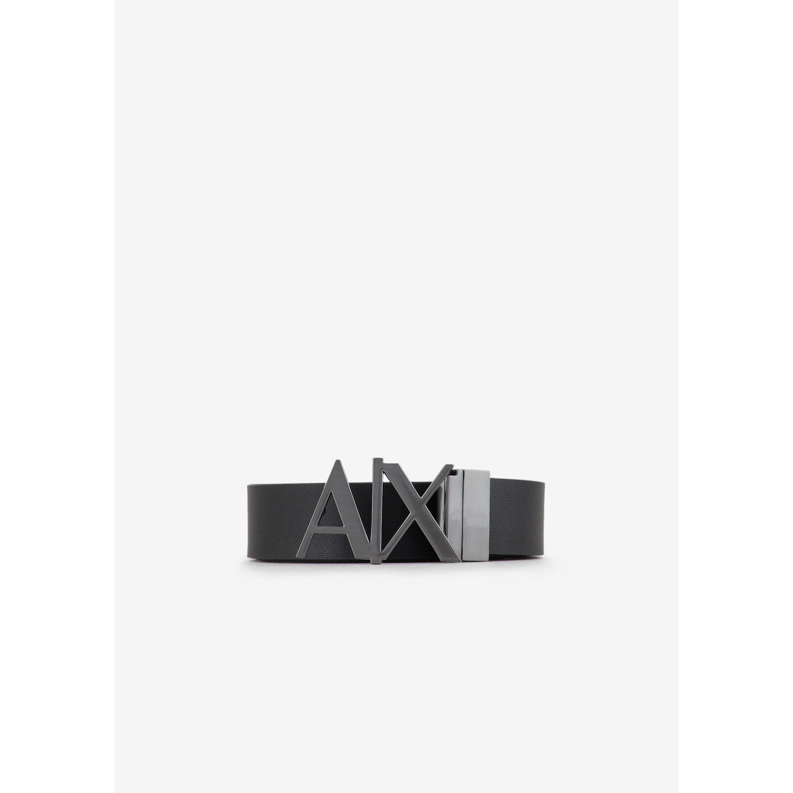Blk/Blk 43120 - Armani Exchange - Cut Out Logo Leather Belt - 8