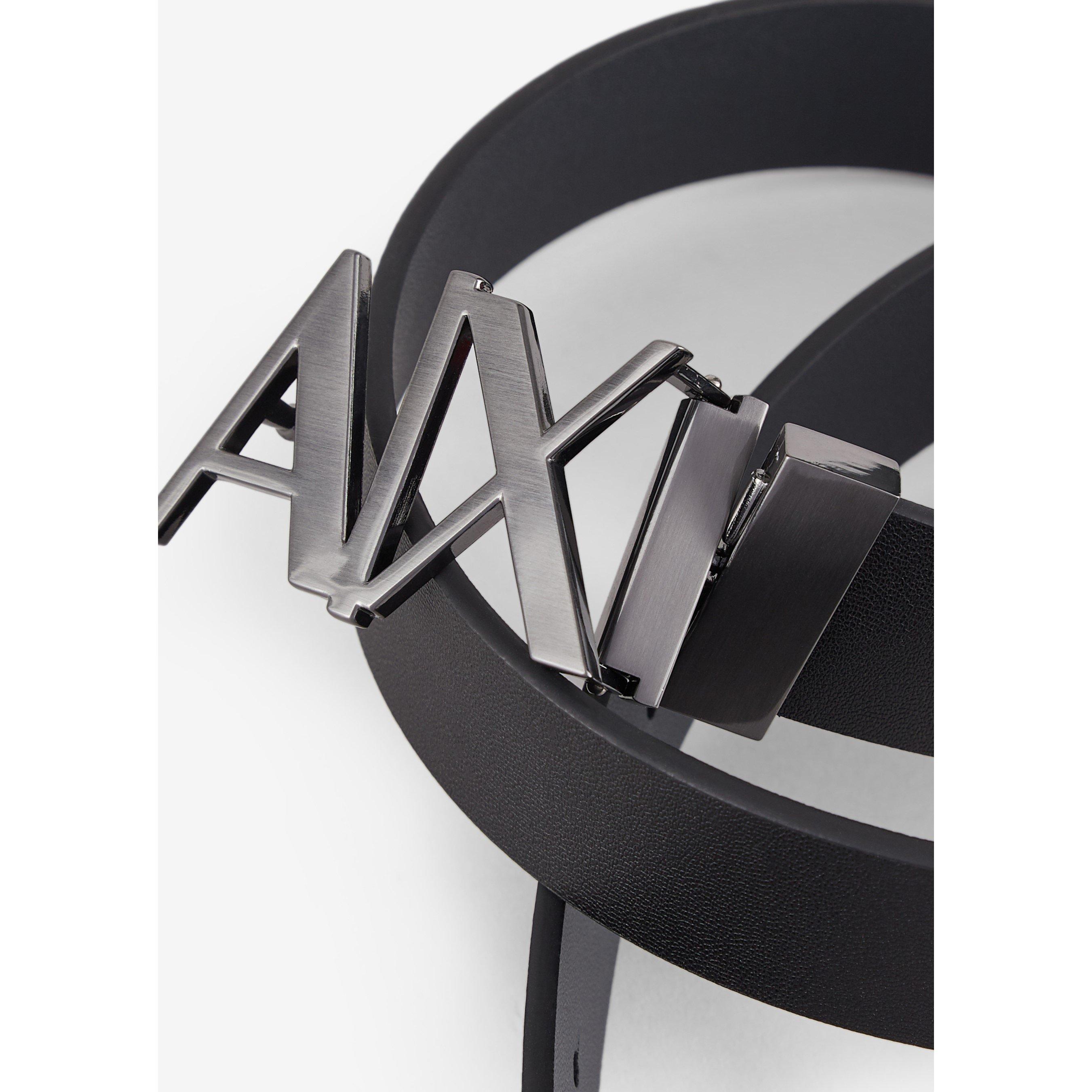 Blk/Blk 43120 - Armani Exchange - Cut Out Logo Leather Belt - 9