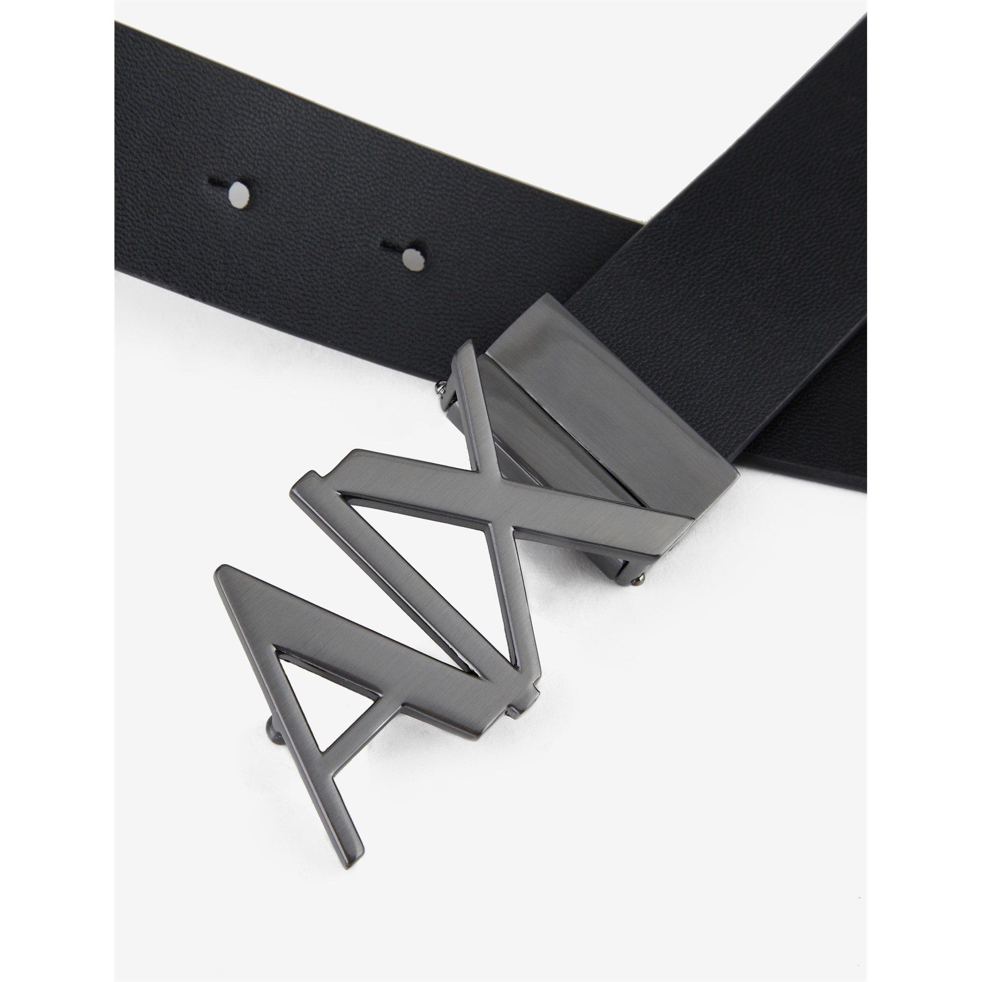 Blk/Blk 43120 - Armani Exchange - Cut Out Logo Leather Belt - 3