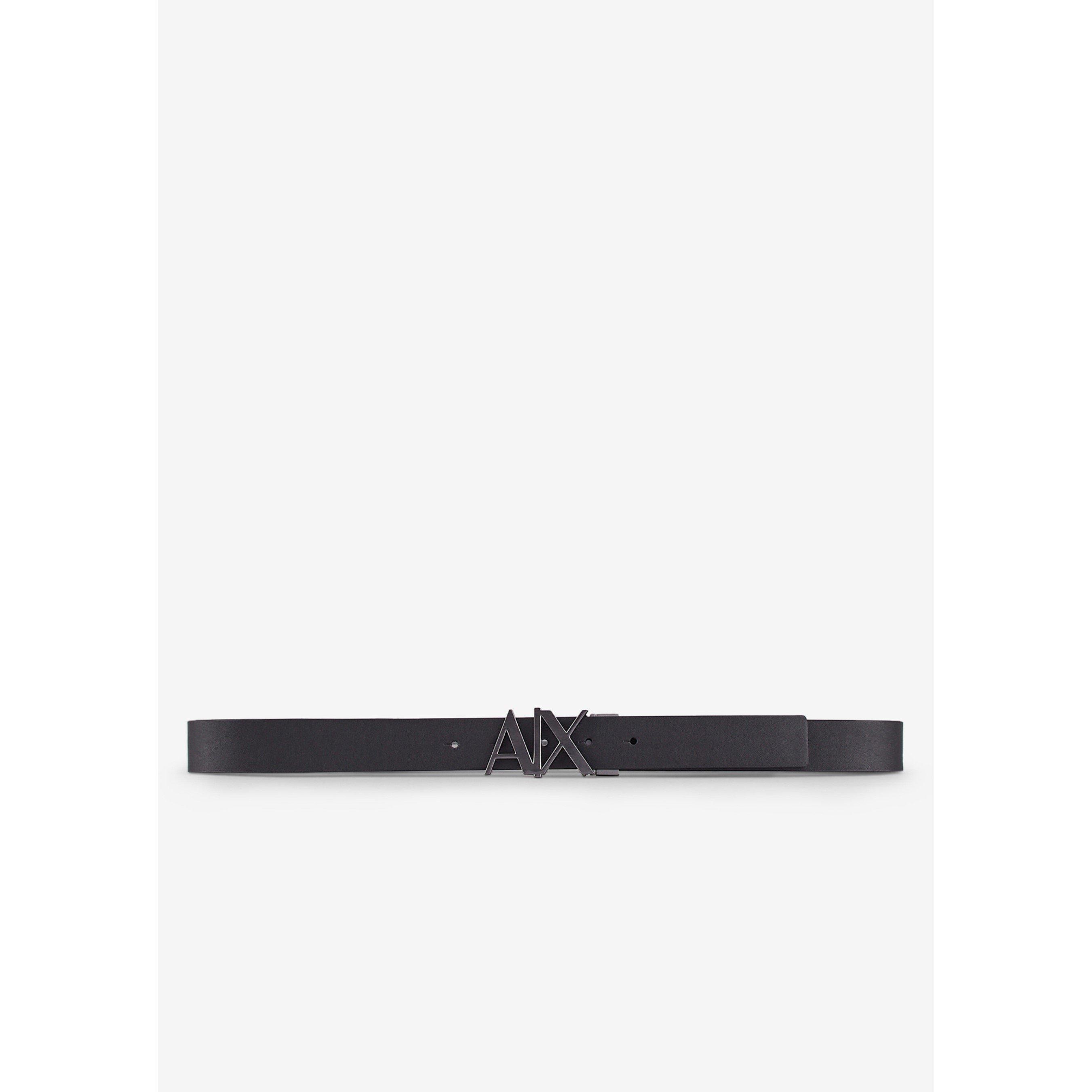 Blk/Blk 43120 - Armani Exchange - Cut Out Logo Leather Belt - 4