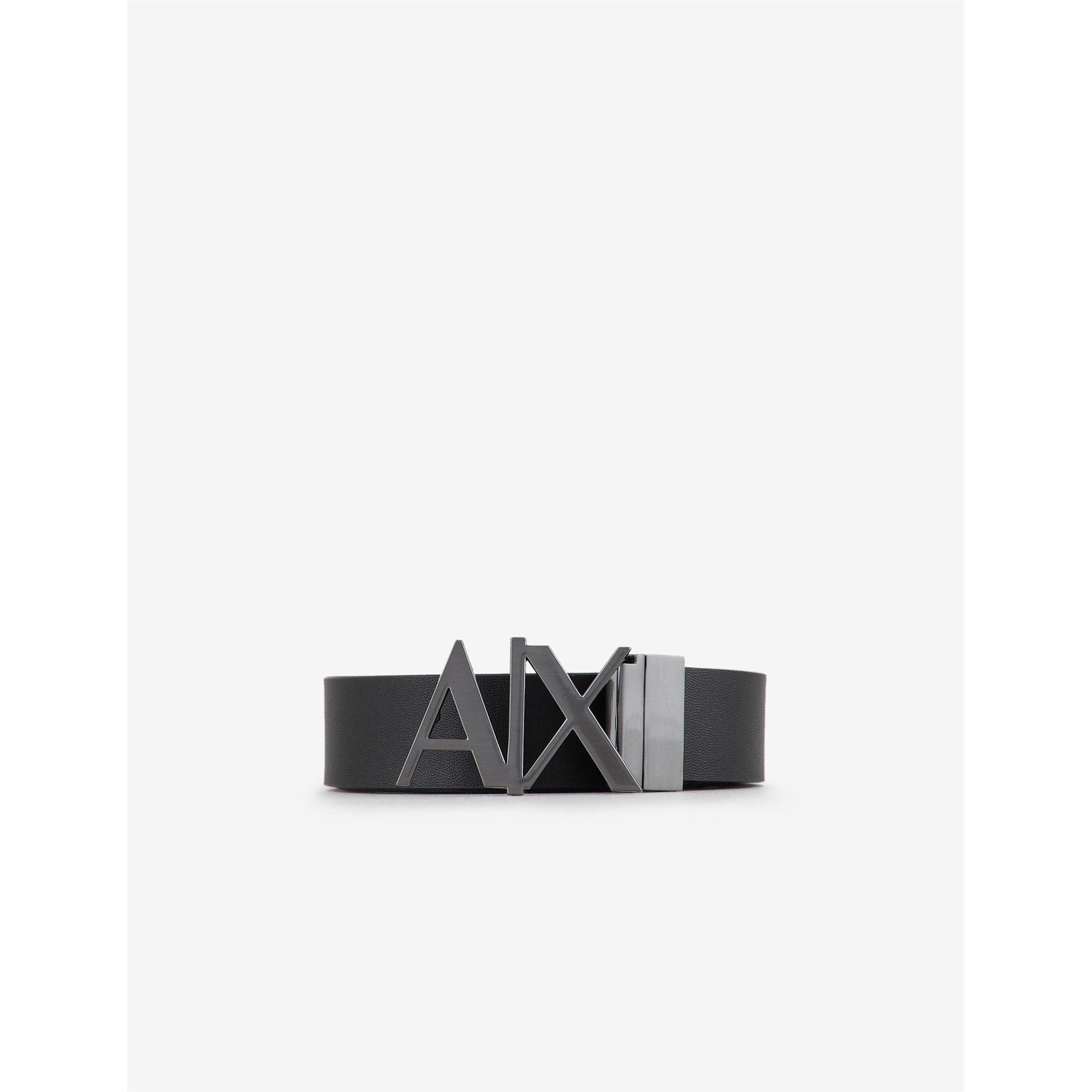 Blk/Blk 43120 - Armani Exchange - Cut Out Logo Leather Belt - 5