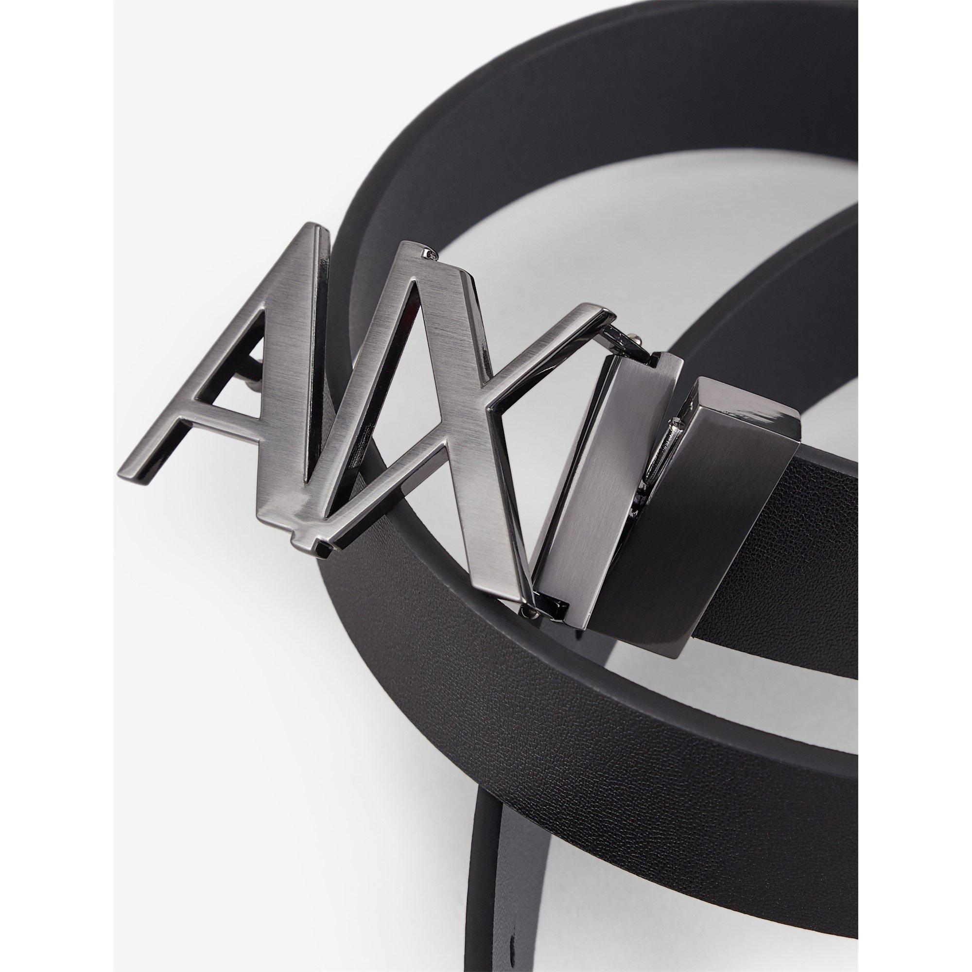 Blk/Blk 43120 - Armani Exchange - Cut Out Logo Leather Belt - 6