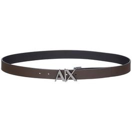 Armani Exchange Cut Out Logo Leather Belt