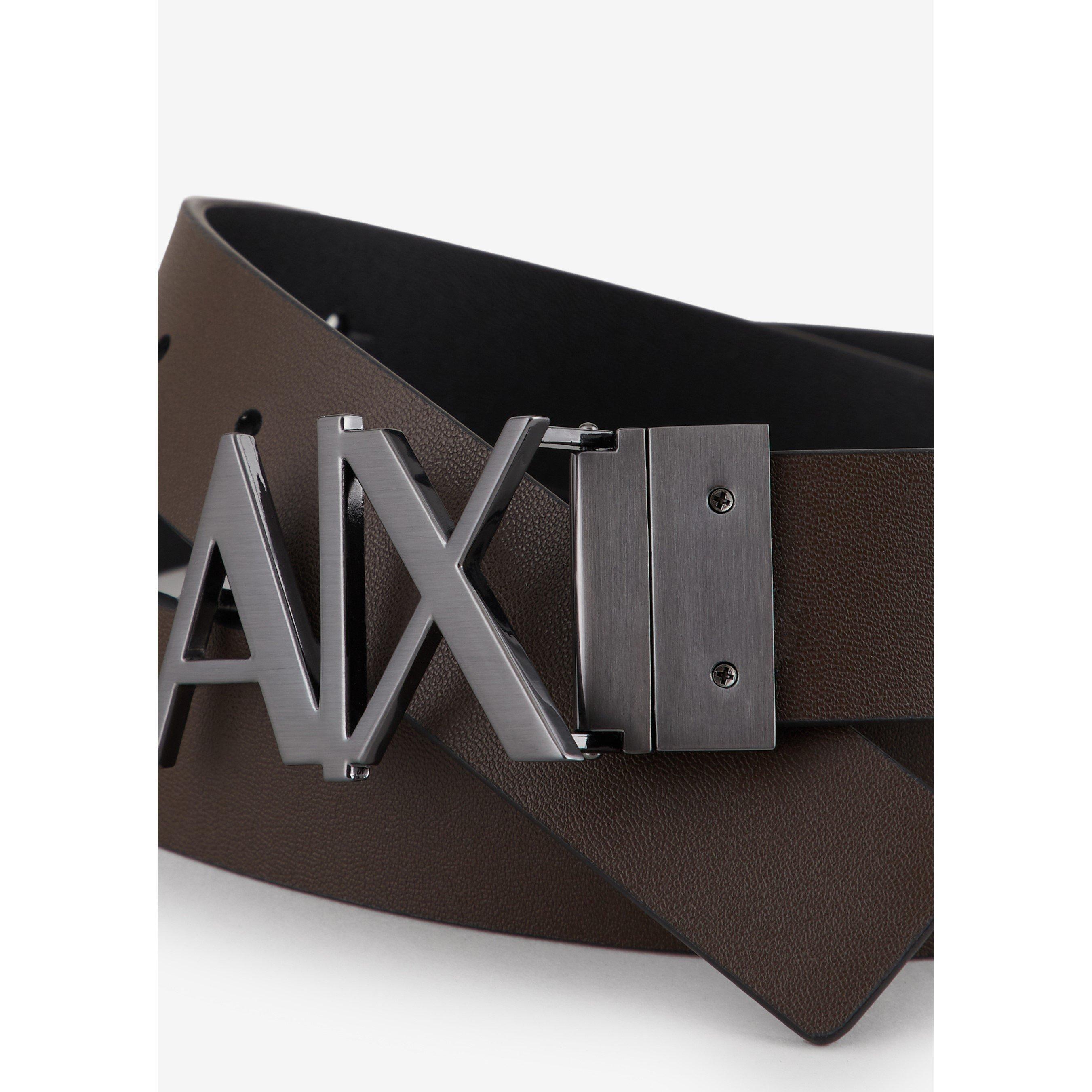 Black/Brn 54120 - Armani Exchange - Cut Out Logo Leather Belt - 3